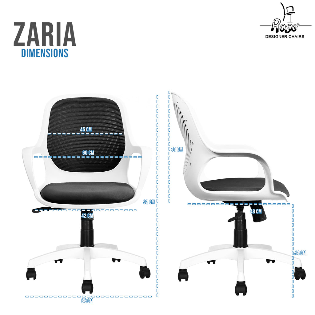 Zaria black and white chair dimensions