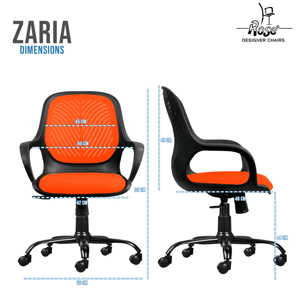 Zaria orang and black chair dimensions