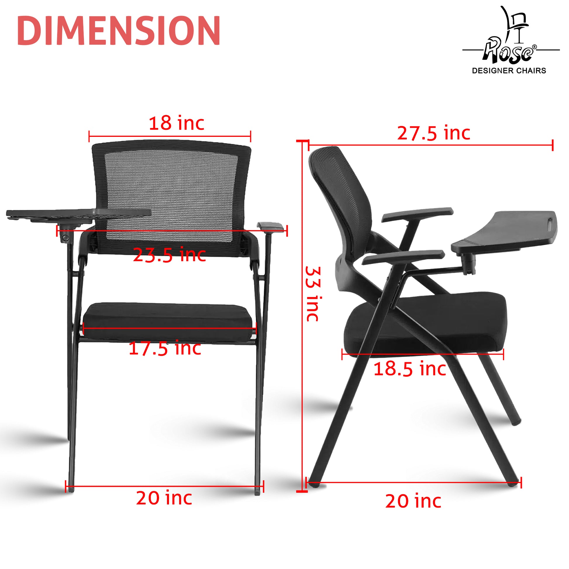 study chair dimensions