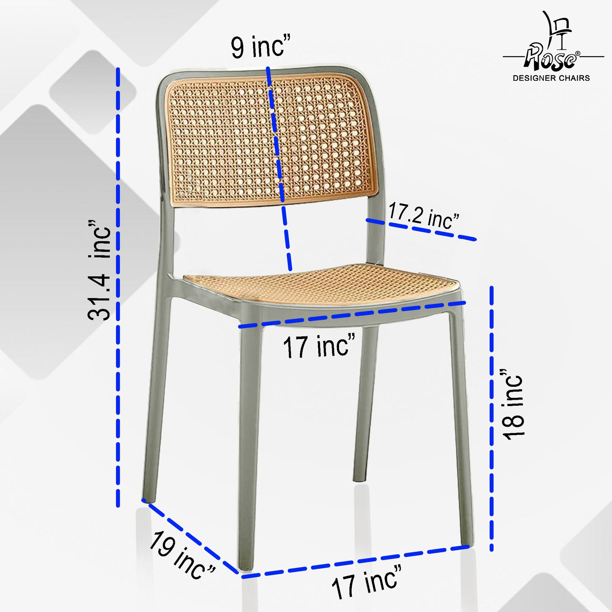 Tokiyo Chair(Grey) Set of 2 Dimension