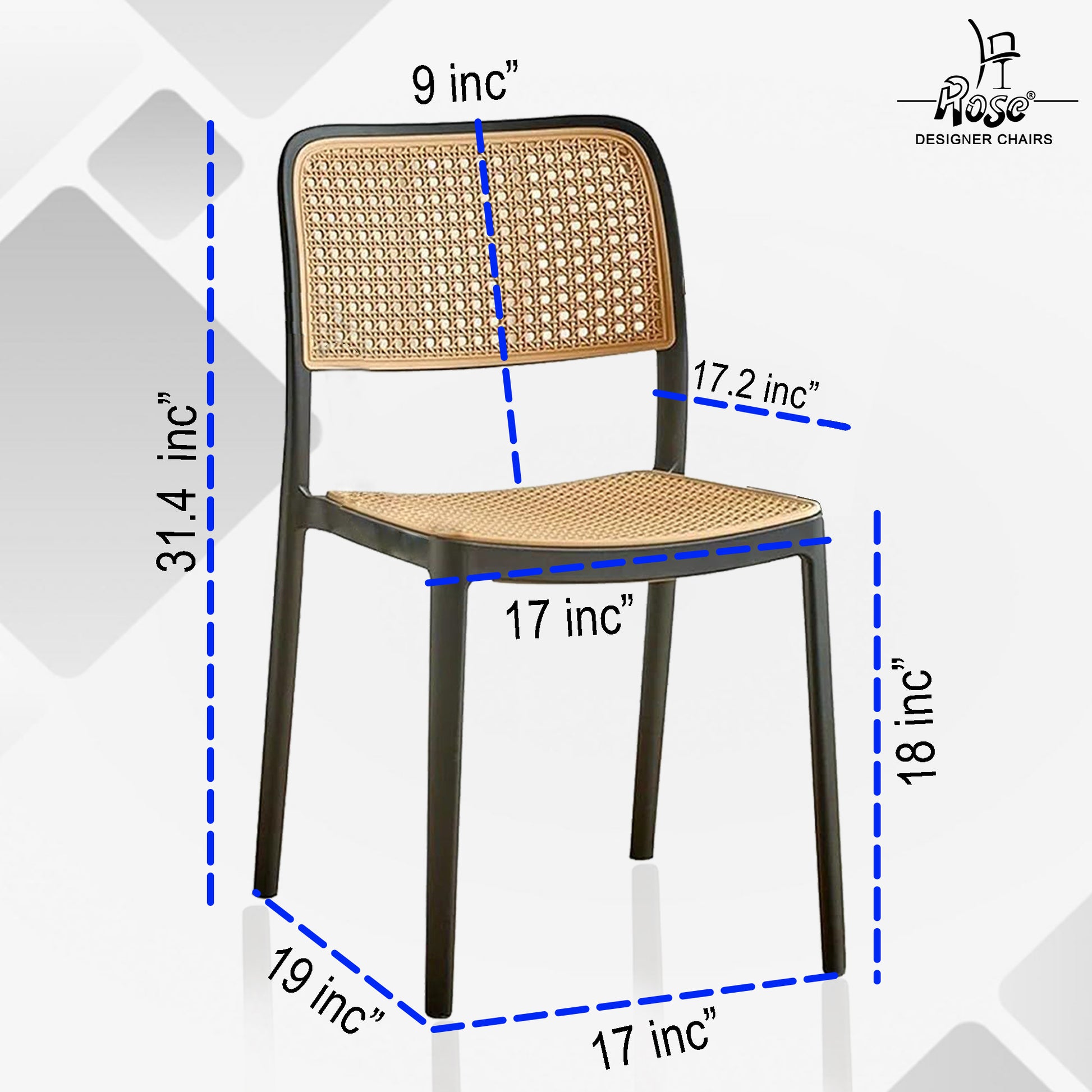 Tokiyo Chair(Black) Set of 2 Dimension