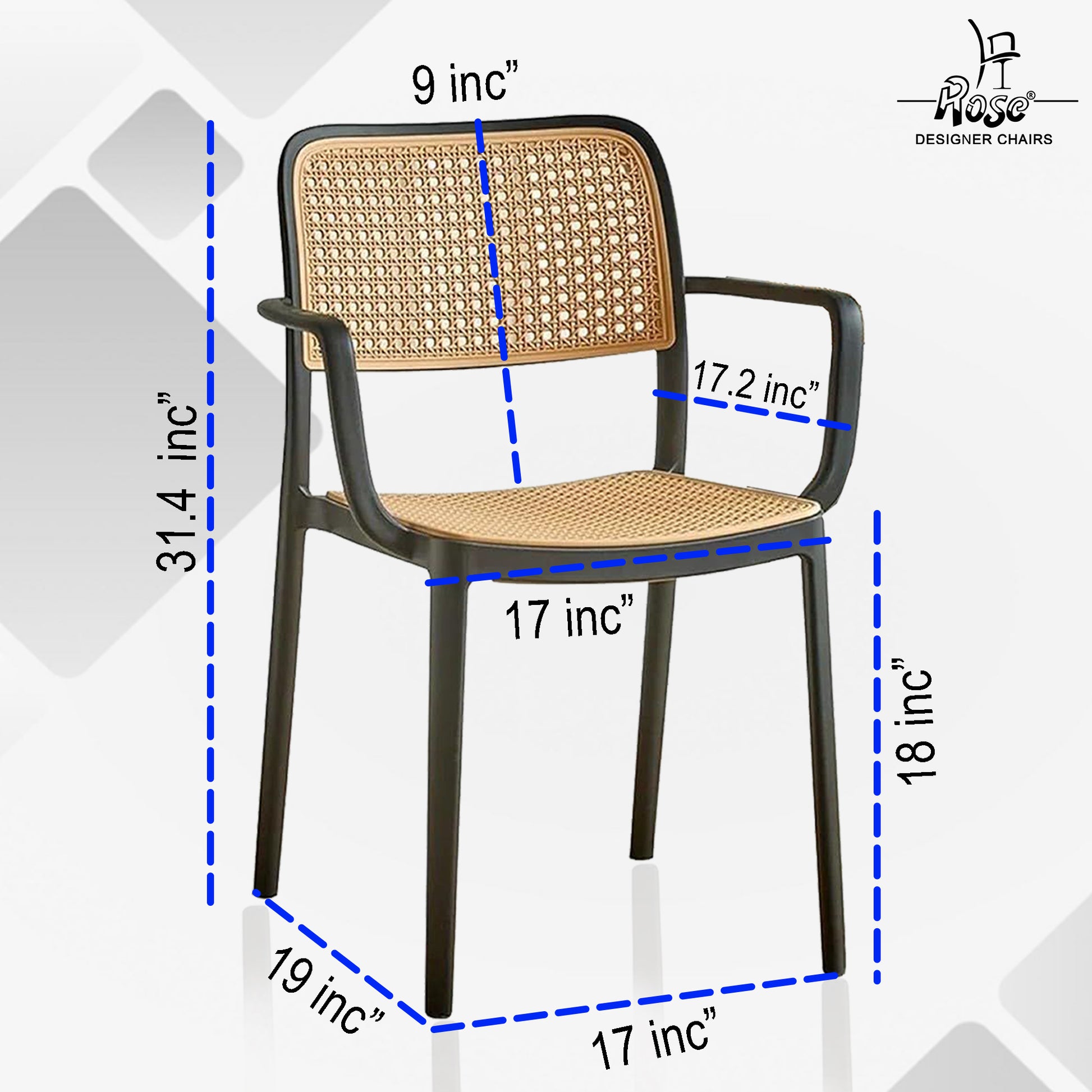 Tokiyo Chair (black) Set of 2 Diamension