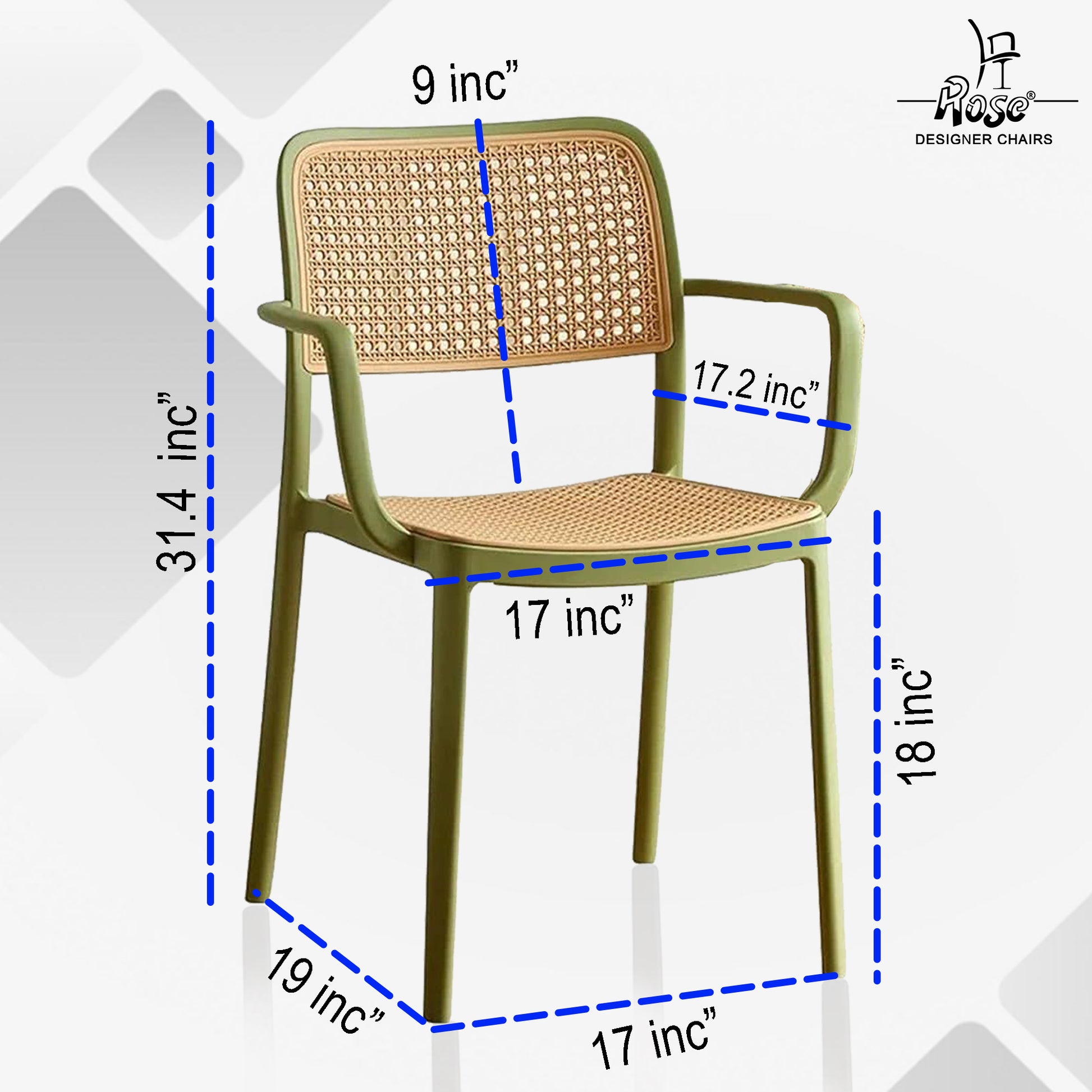 Tokiyo Chair (Green) Set of 2 Diamension