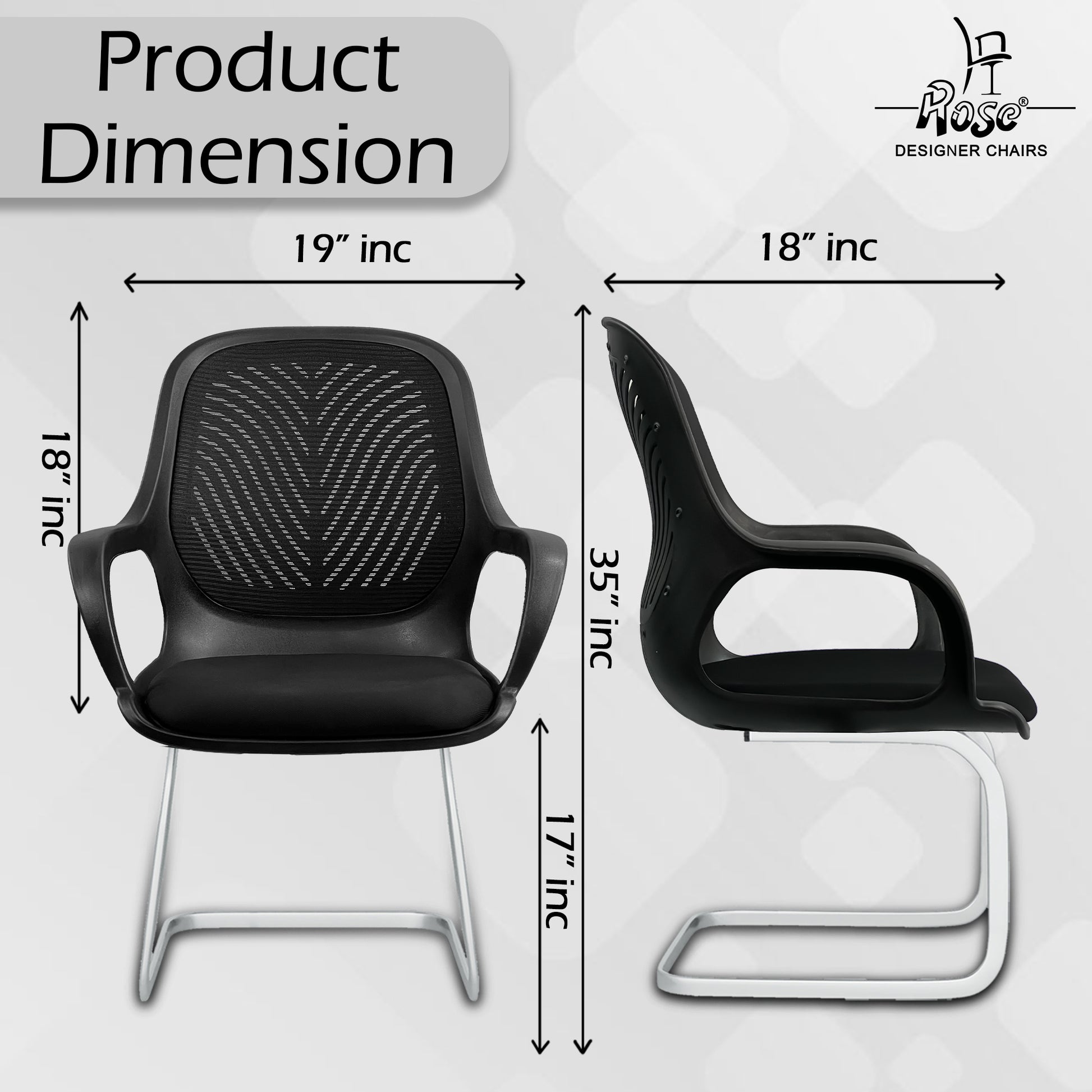 Zaria full black vistar chair diamension img