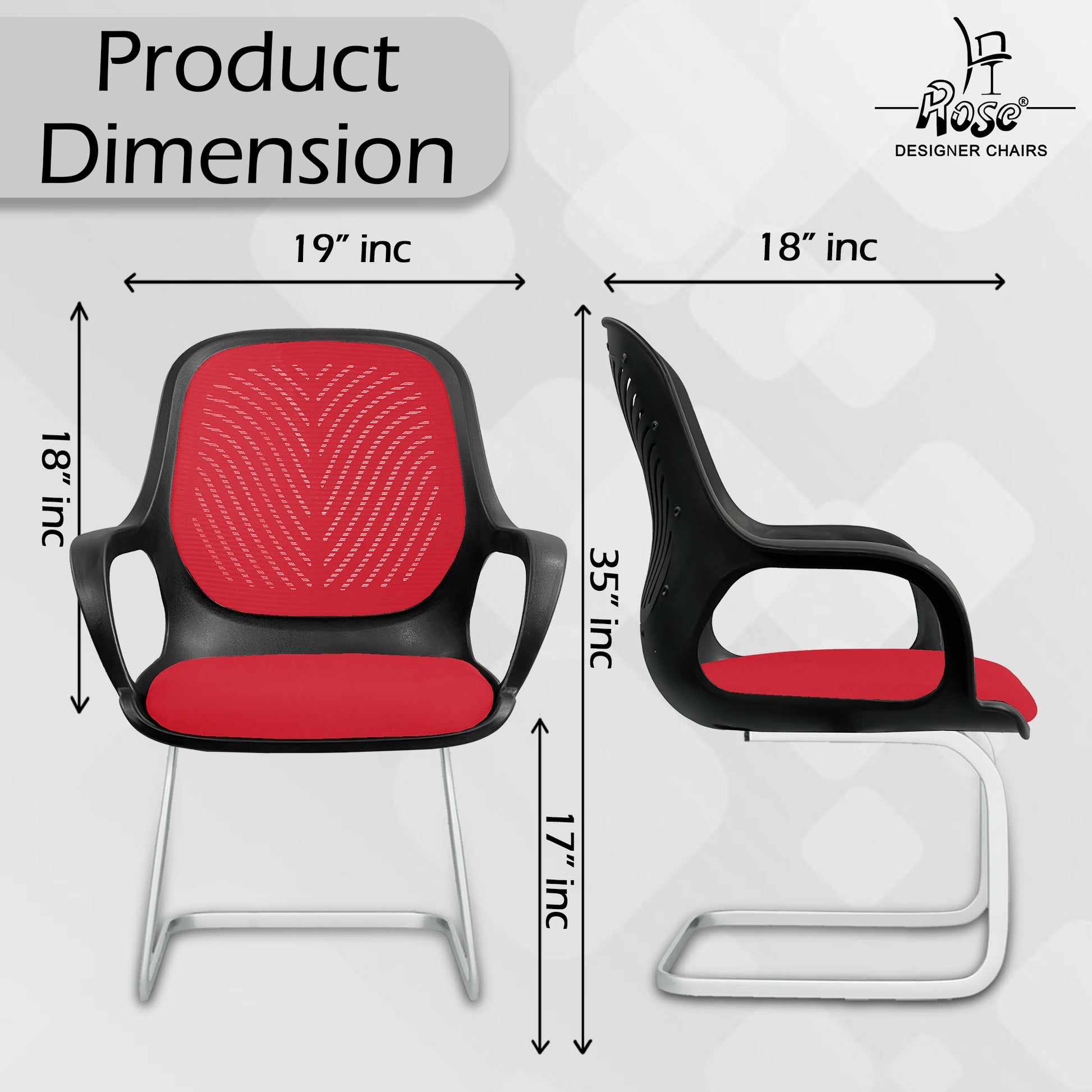 Zaria red  and black vistar chair dimension img