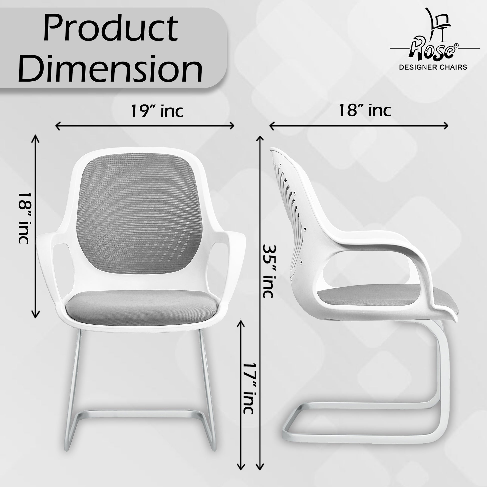 Zaria gray  and white vistar chair dimension img