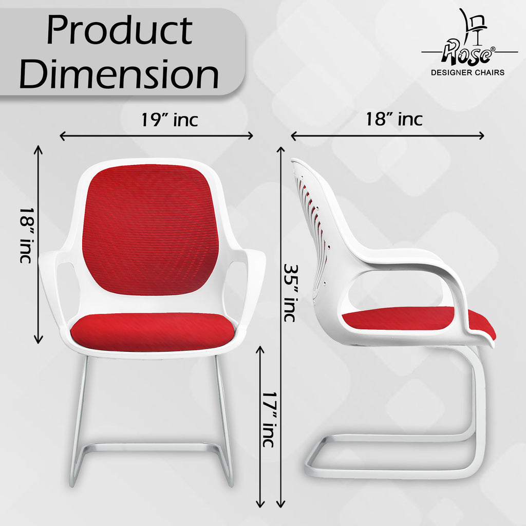 Zaria red  and white vistar chair dimension img