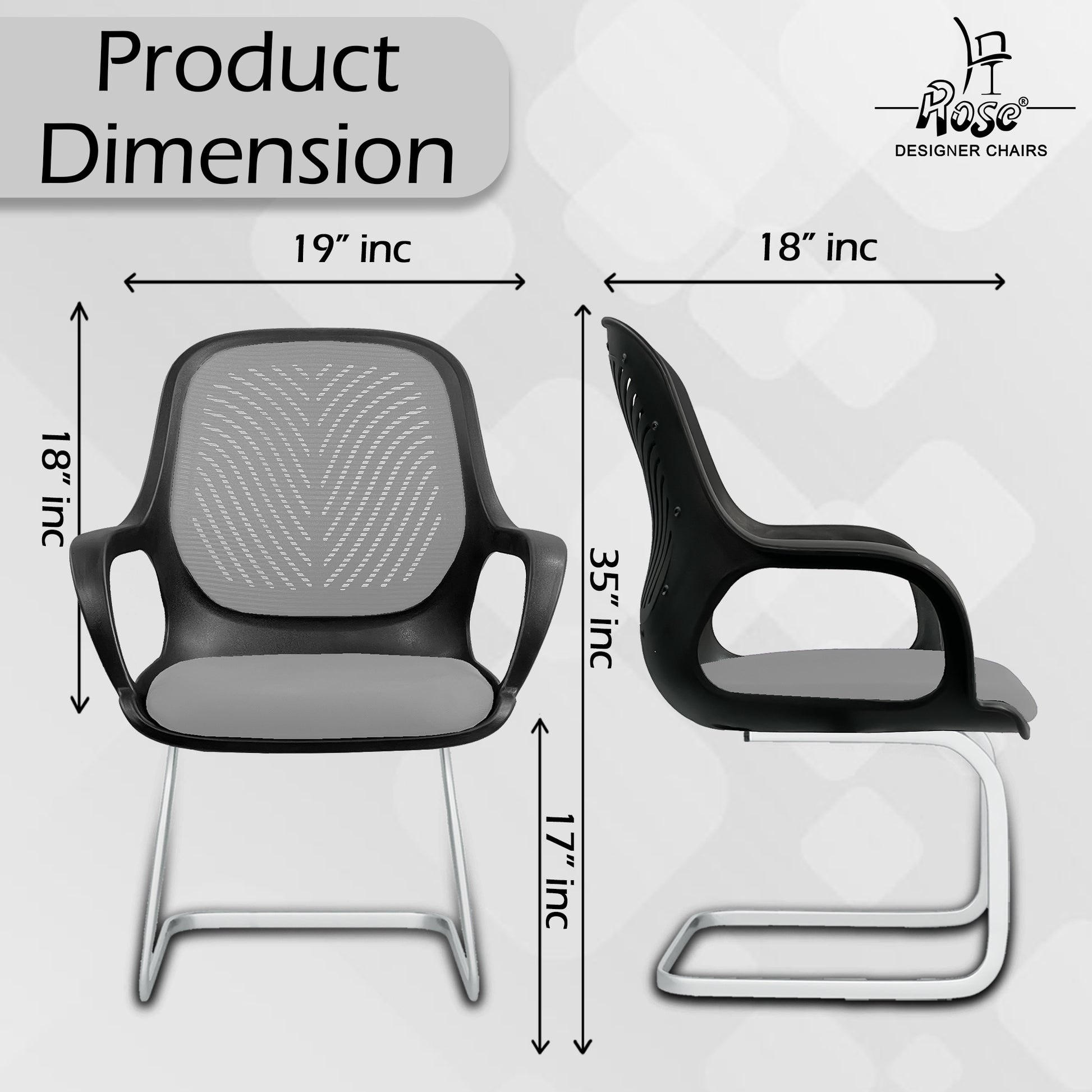 Zaria gray and black vistar chair dimension