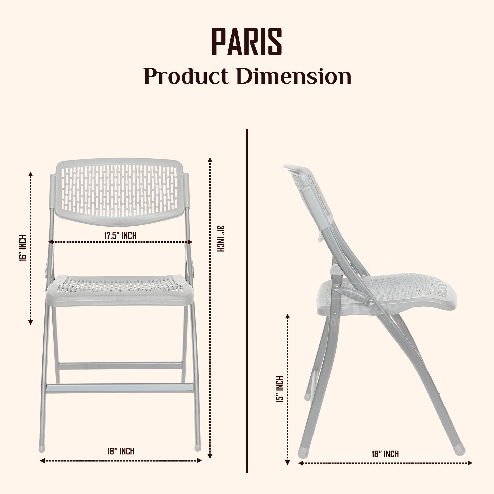 ROSE® Paris Folding Chair for Home | Lightweight, Portable, Balcony, Garden, Camping Chair | Indoor Outdoor Chair | Restaurant Chair