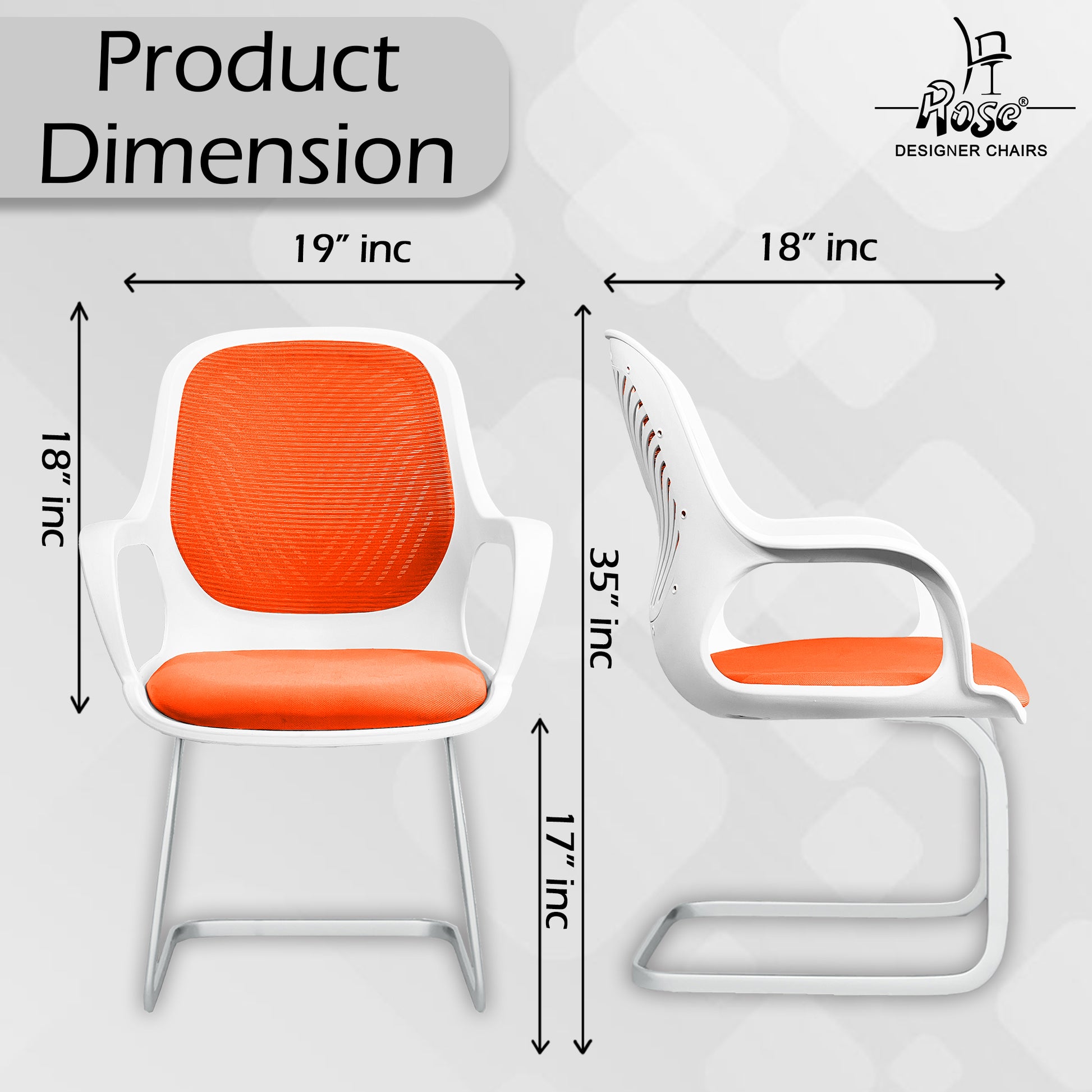 Zaria orang  and white vistar chair  dimension img
