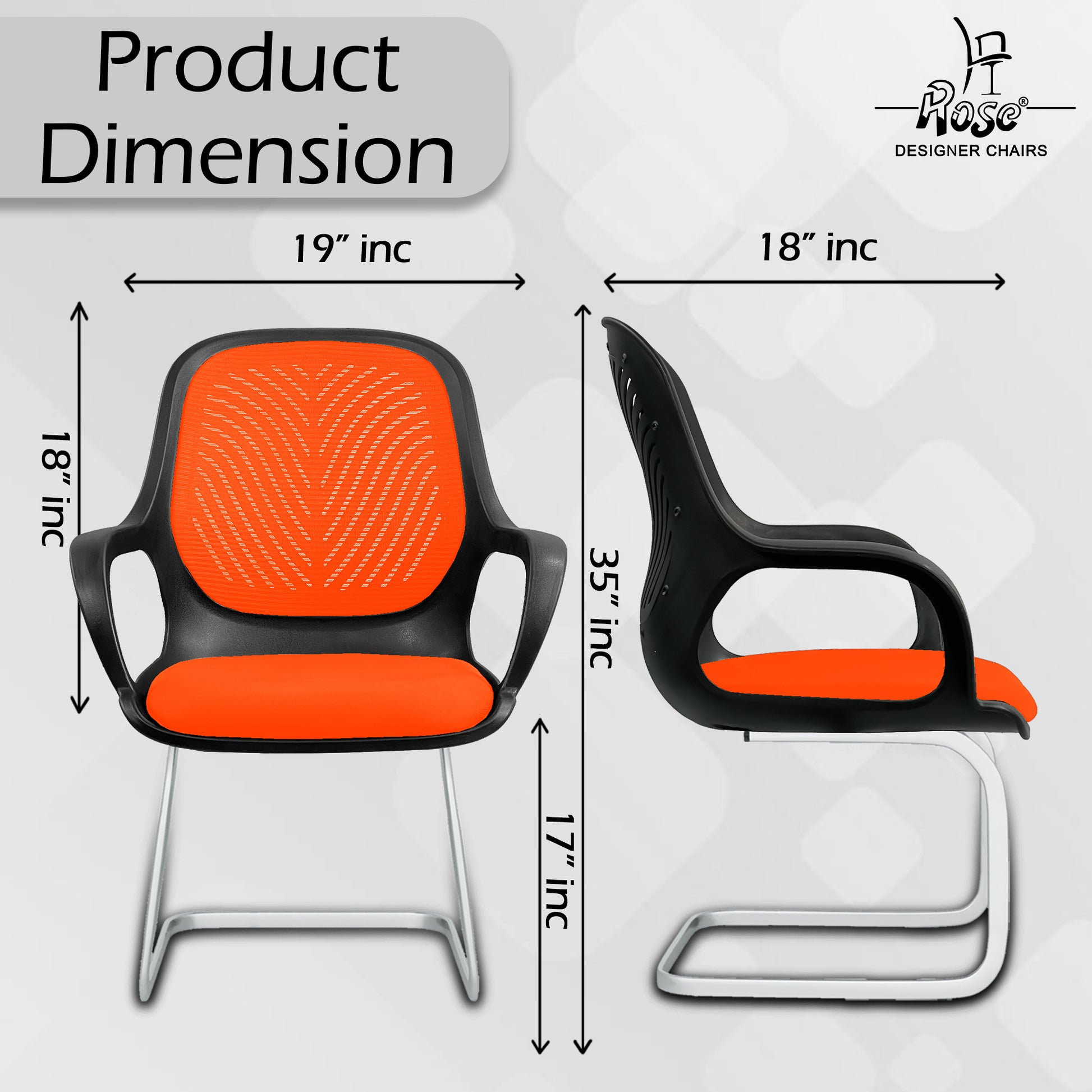 Zaria orang and black vistar chair dimension
