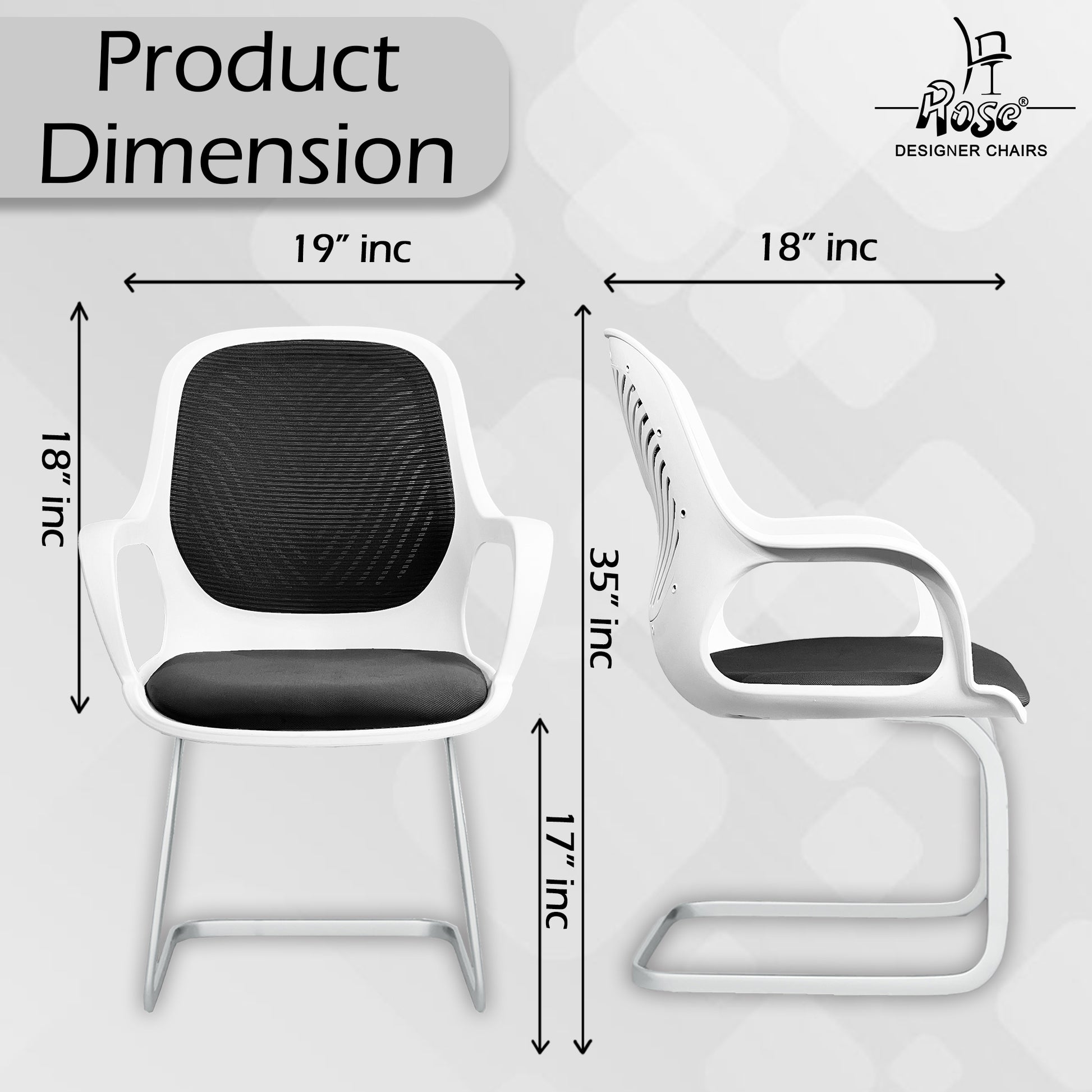 Zaria balck and white vistar chair dimension