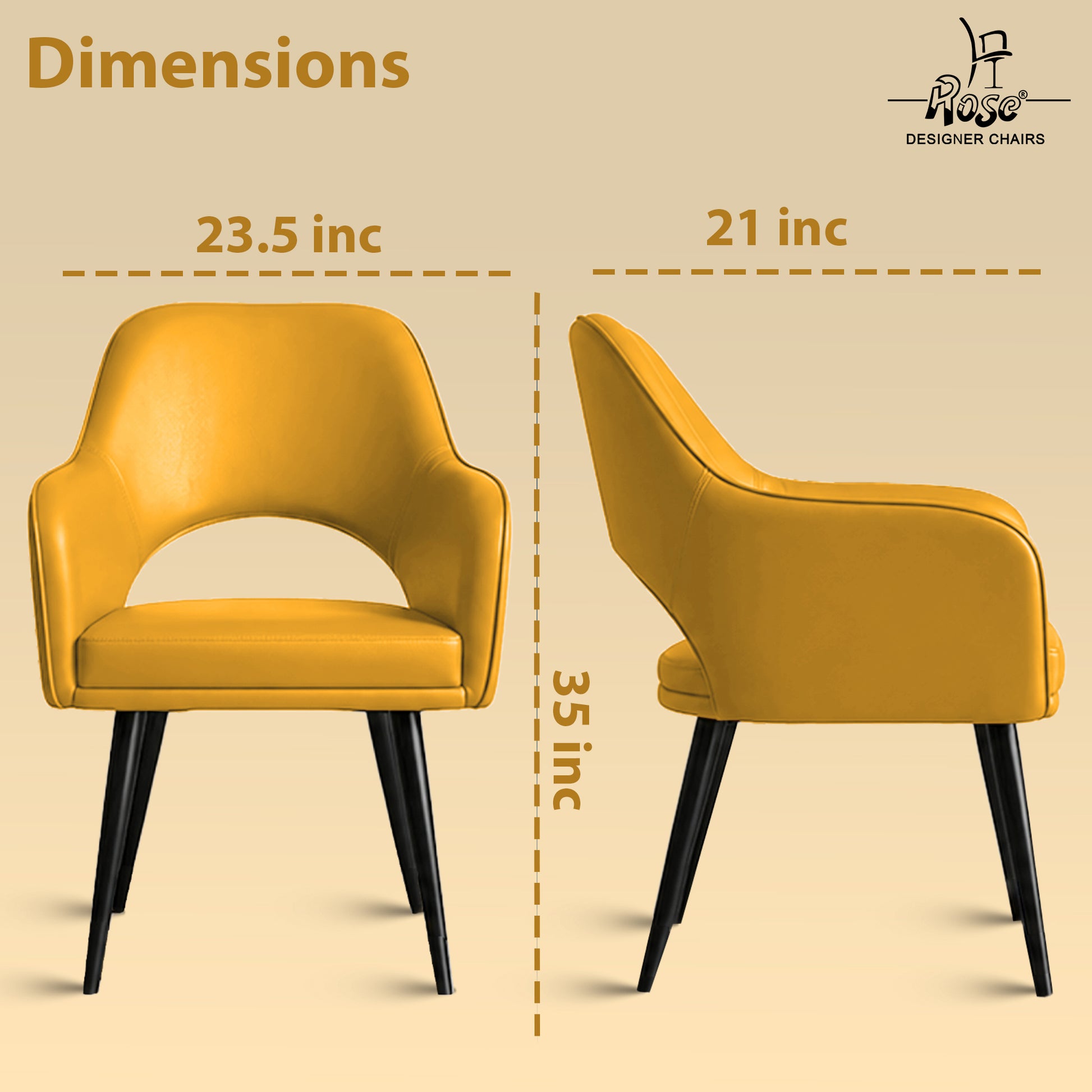 Yuri Faux Leather Chair Honey (Yellow)Set of 1 Dimensions