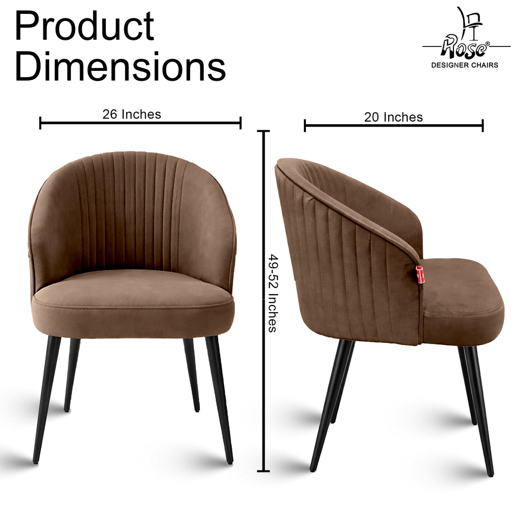 Noor Valvet Arm Dining Chair(Coffee Brown) Set of 1 Dimensions