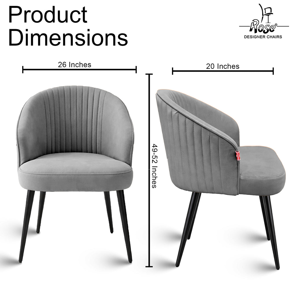 Noor Valvet Arm Dining Chair(Mouse Gray) Set of 2 Dimensions