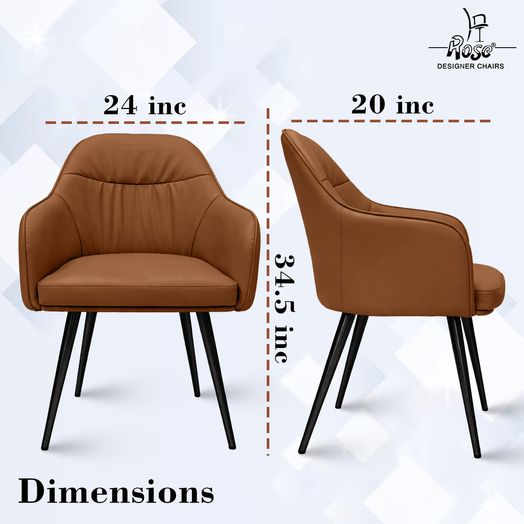 Mack Faux Leather Chair(Caramel Brown) Set of 1 Dimensions