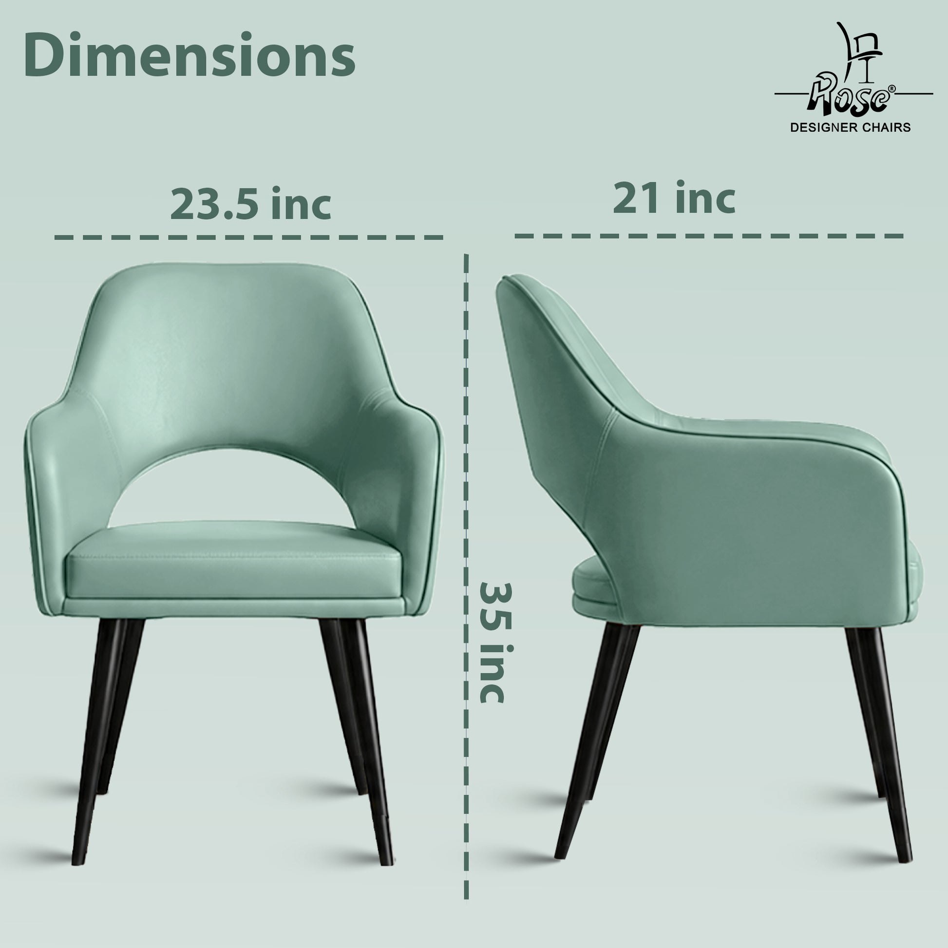 Yuri Faux Leather Chair Pistachio (Green)Set of 1 Dimensions
