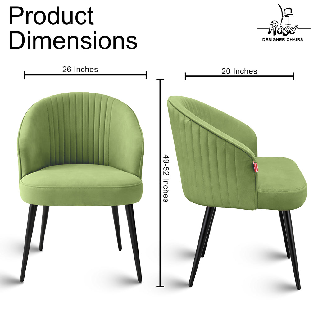Noor Valvet Arm Dining Chair(Turqouise Green) Set of 2 Dimensions