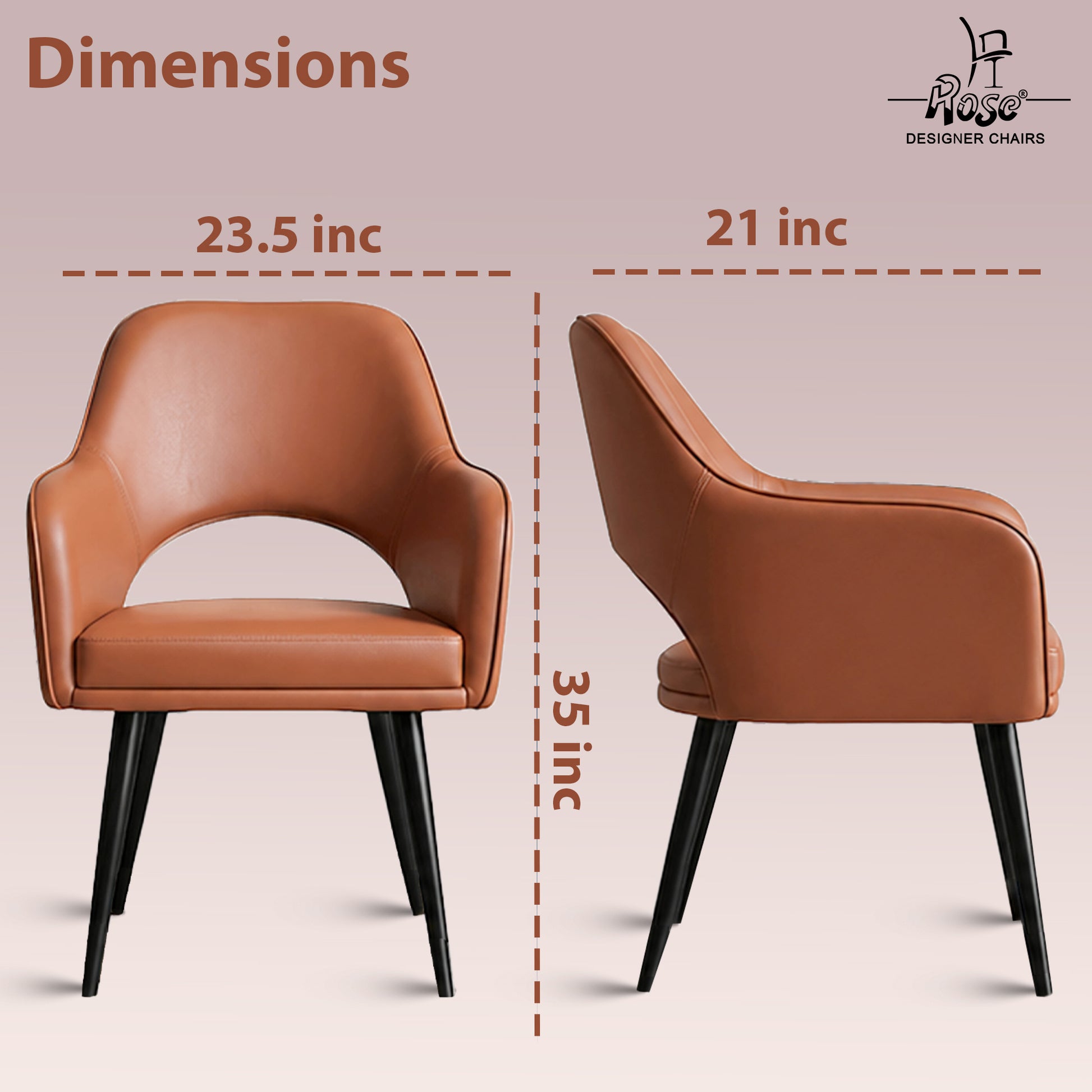 Yuri Faux Leather Chair Caramel (Brown)Set of 2 Dimensions