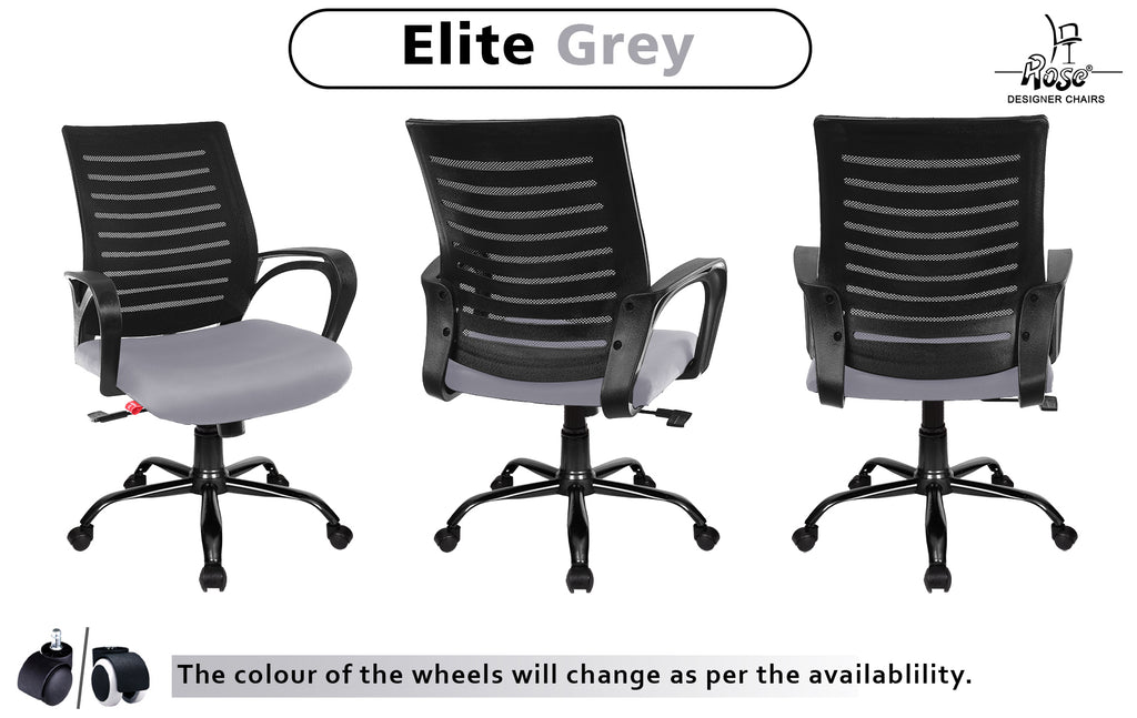 Mesh Mid-Back chair (Seat Grey Elite)Set of 1 Multiangle