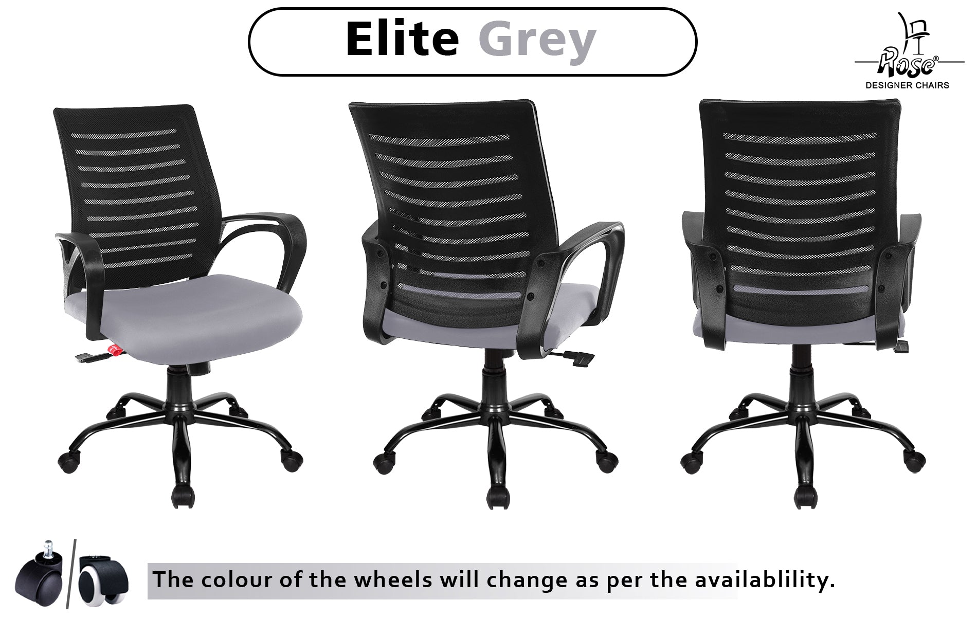 Mesh Mid-Back chair (Seat Grey Elite)Set of 1 Multiangle