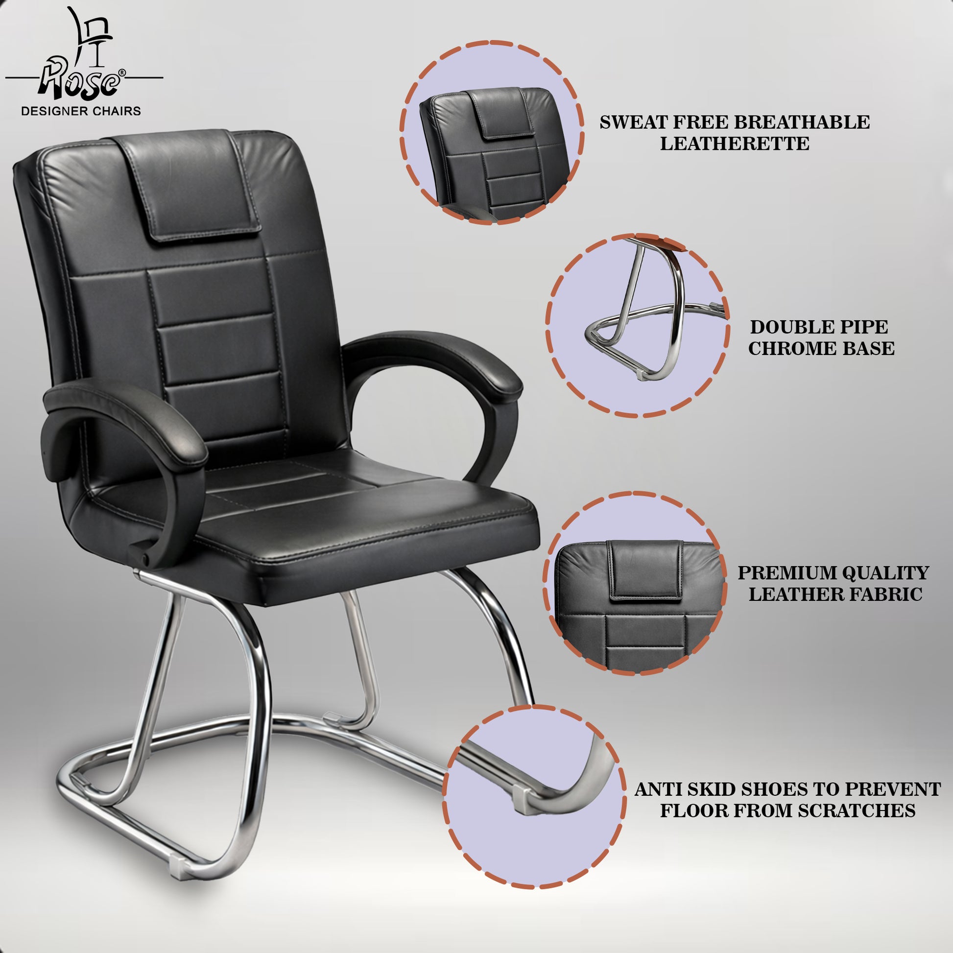Regalix Exeutive Visitor (Black) Chair Set of 1 Features