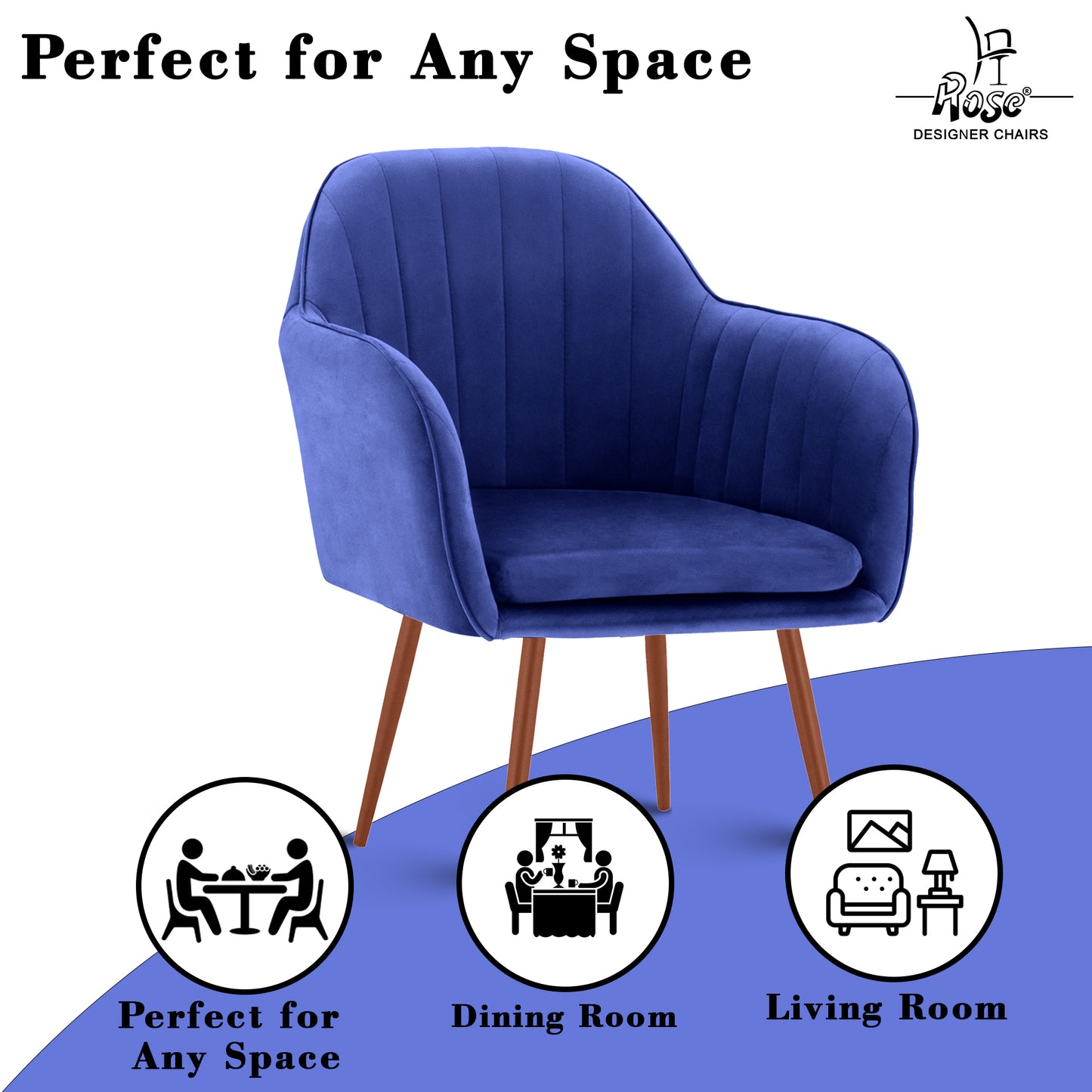 ROSE® Viha Dining Chair | Accent Chair for Living Room with Gold Legs and Copper Legs