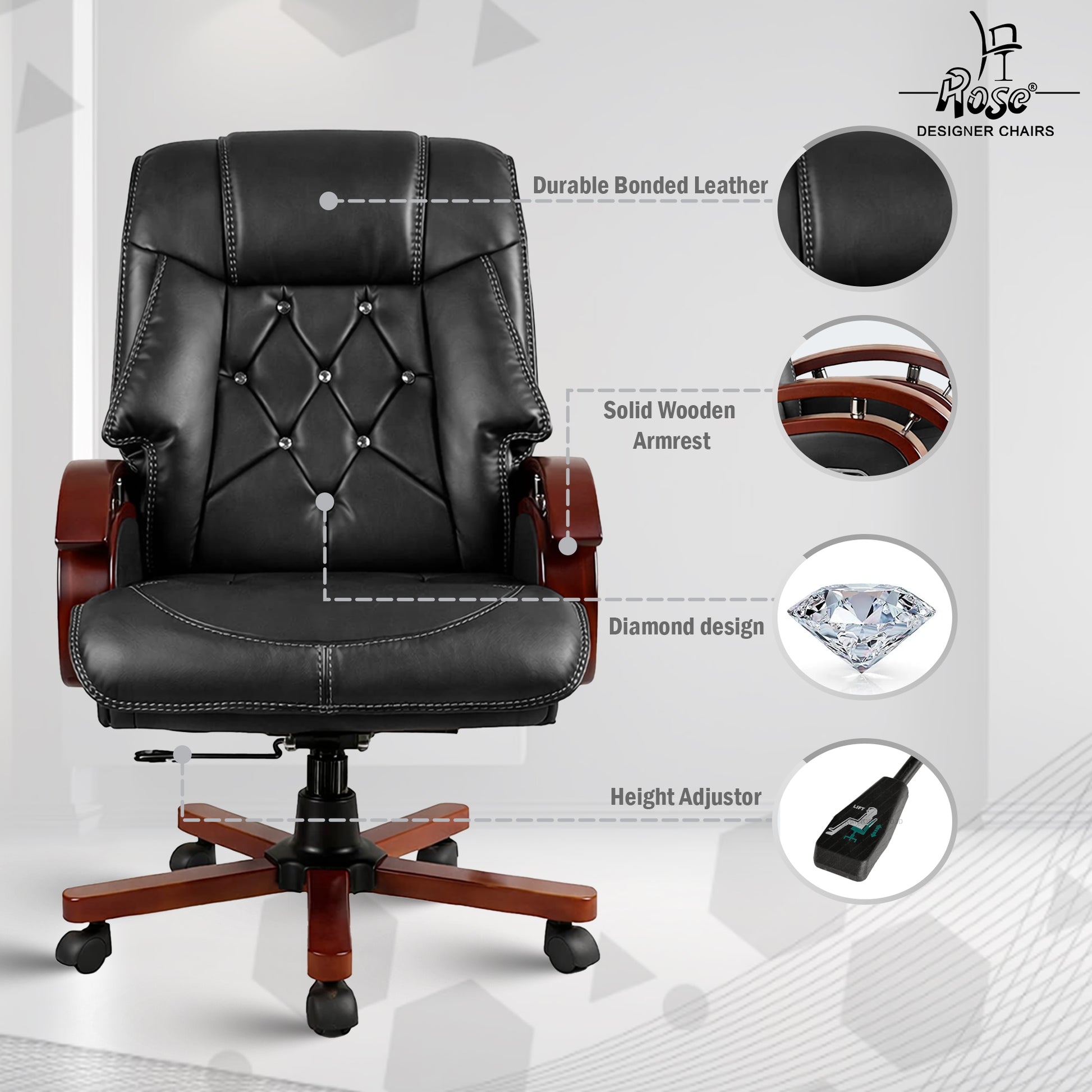 Hulk premium executive office chair black set of 1 features