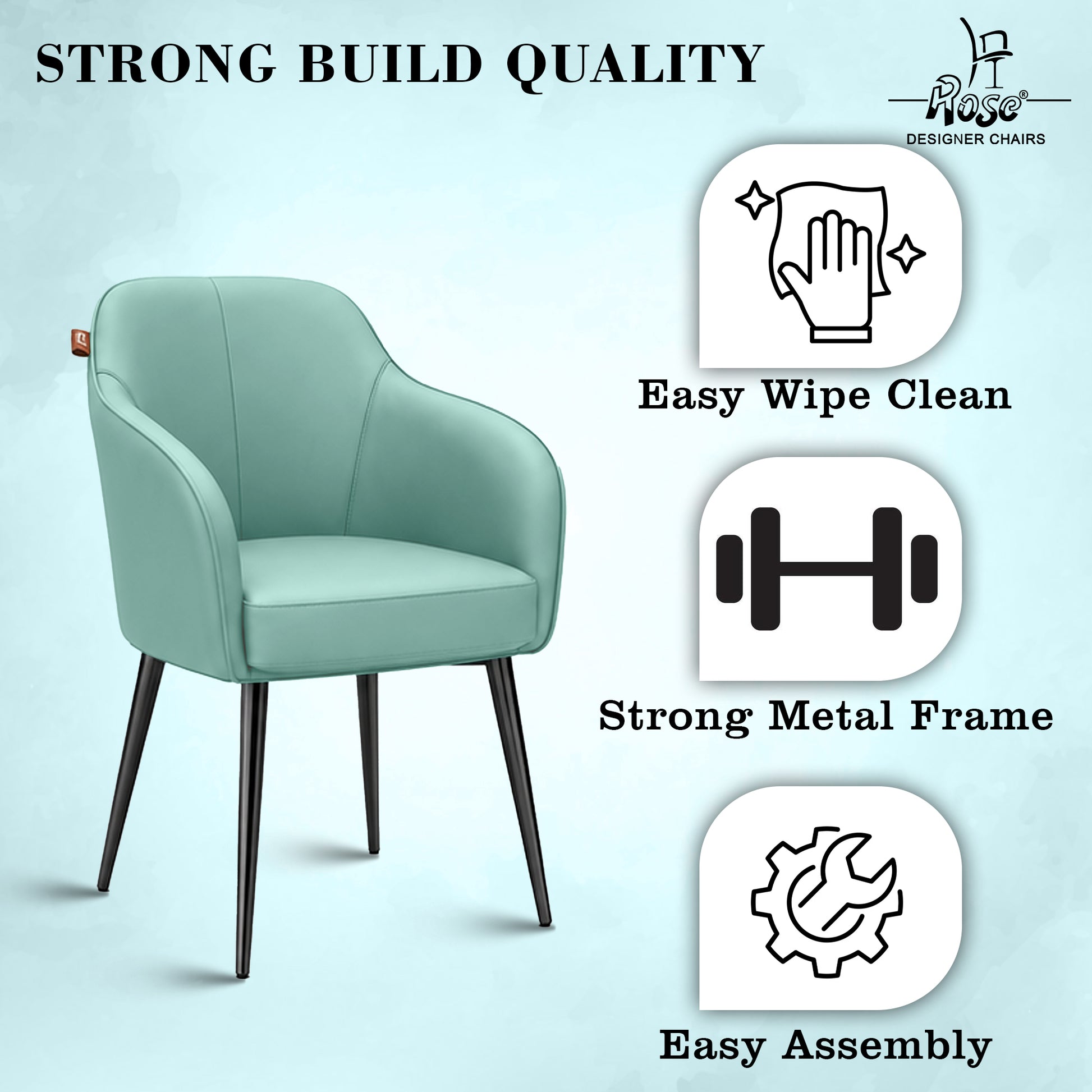 Haze Faux Leather Chair(Sky Blue) Set of 4 Features 2