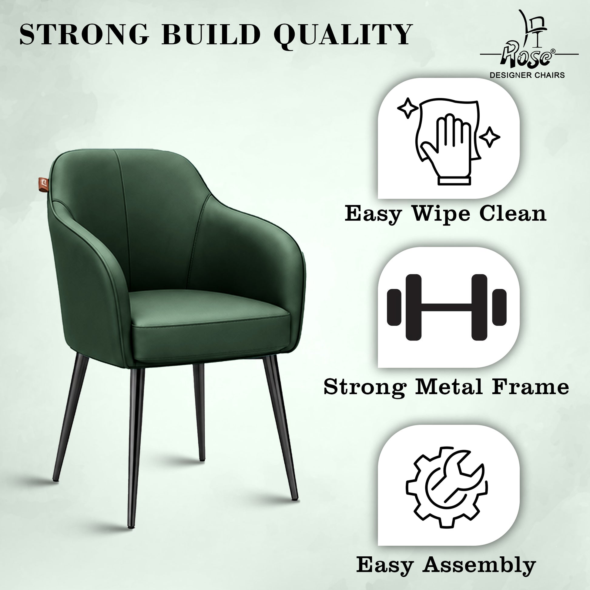 Haze Faux Leather Chair(Pine Green) Set of 4 Features 2