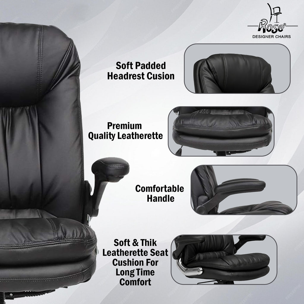 Director Faux leather Chair Balck Set of 1 Features