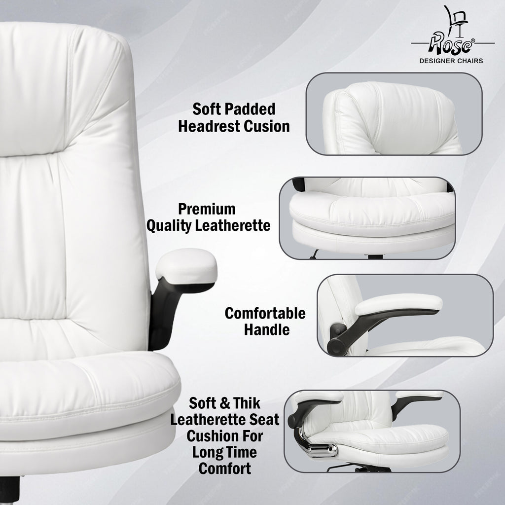 Director Faux leather Chair White  Set of 1 Features