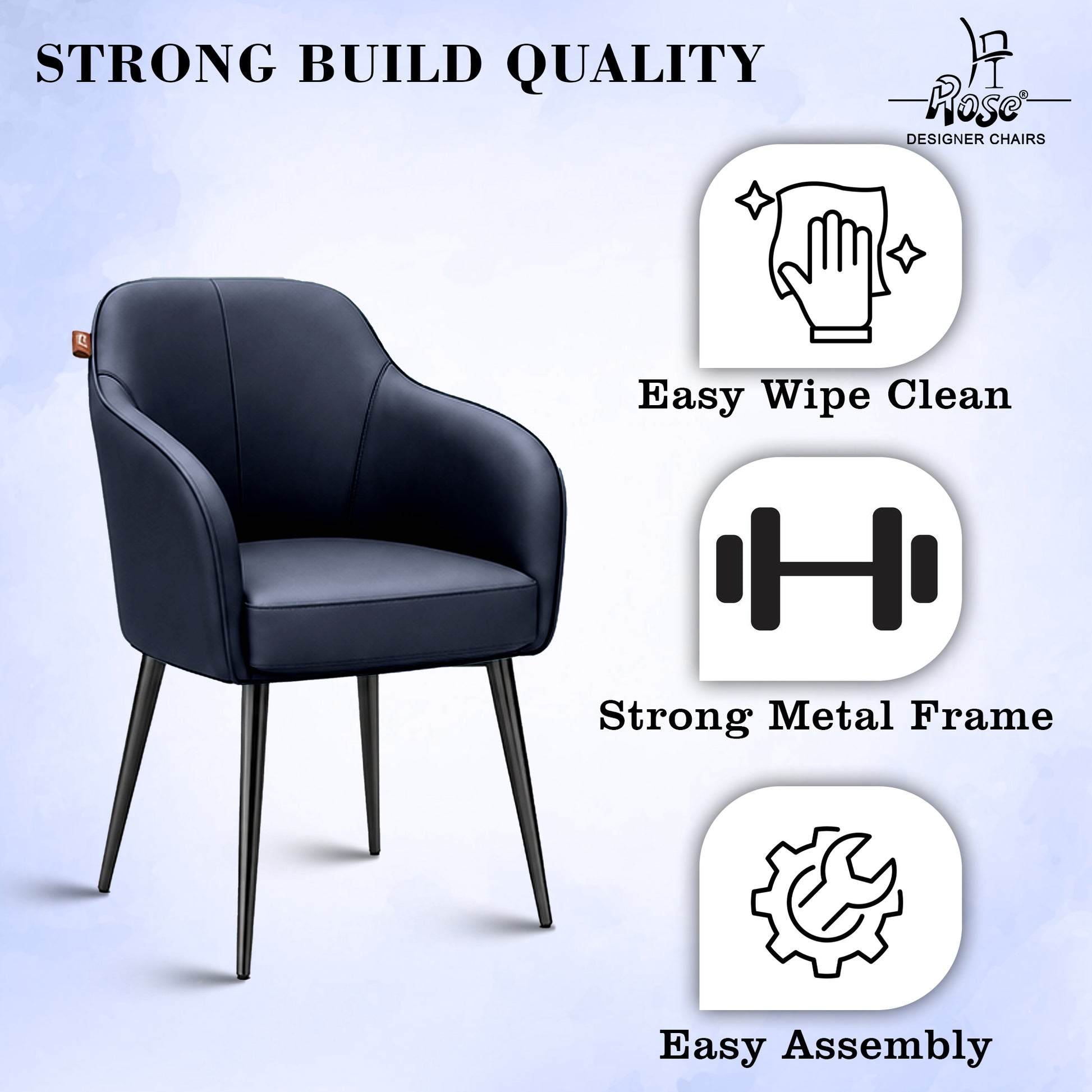 Haze Faux Leather Chair(Denim  Blue) Set of 4 Features 2