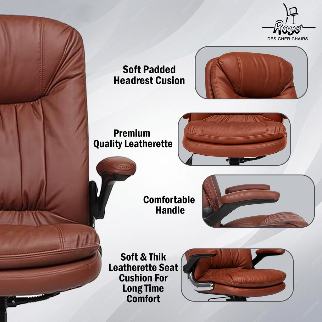 Director Faux leather Chair Browen Set of 1 Features