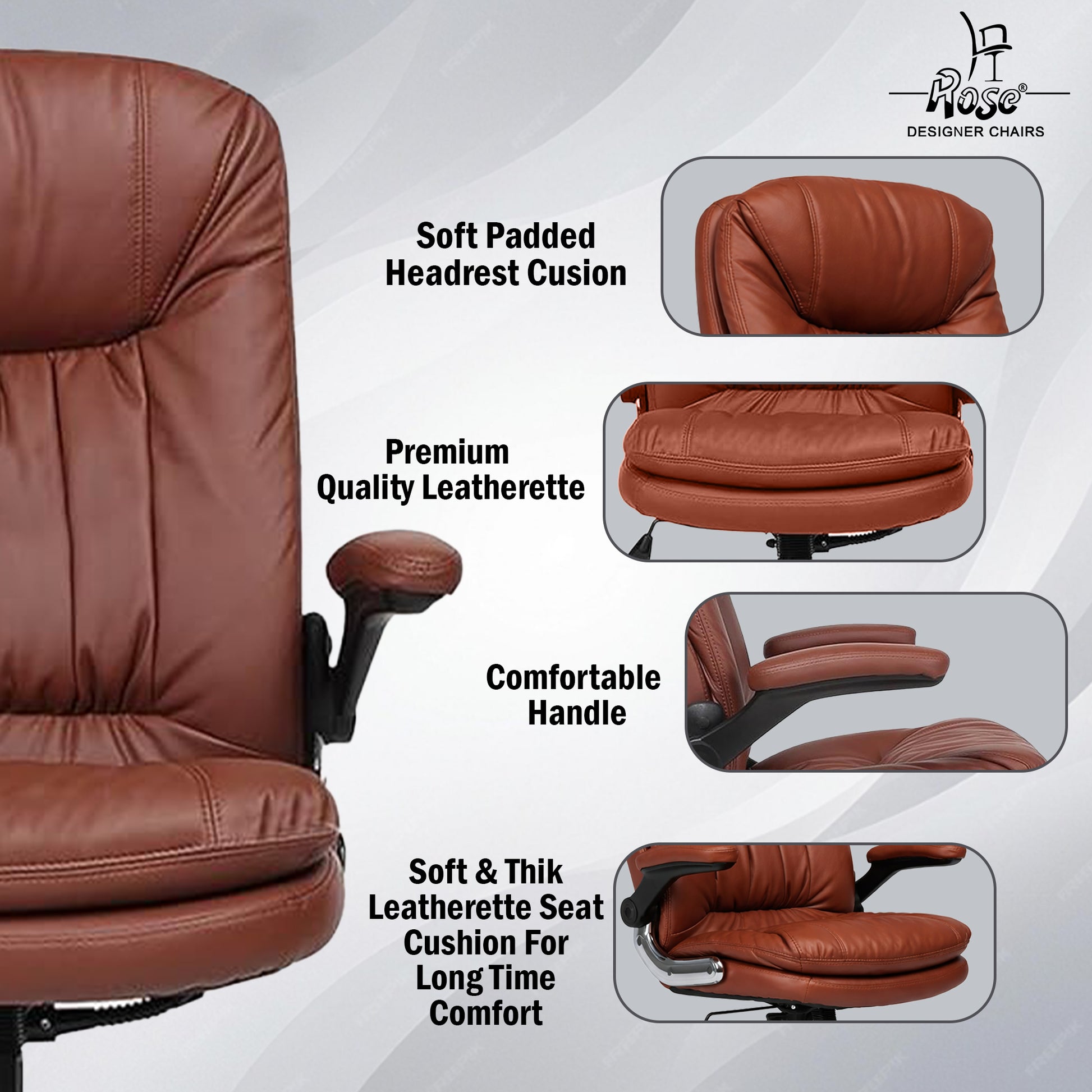 Director Faux leather Chair Browen Set of 1 Features