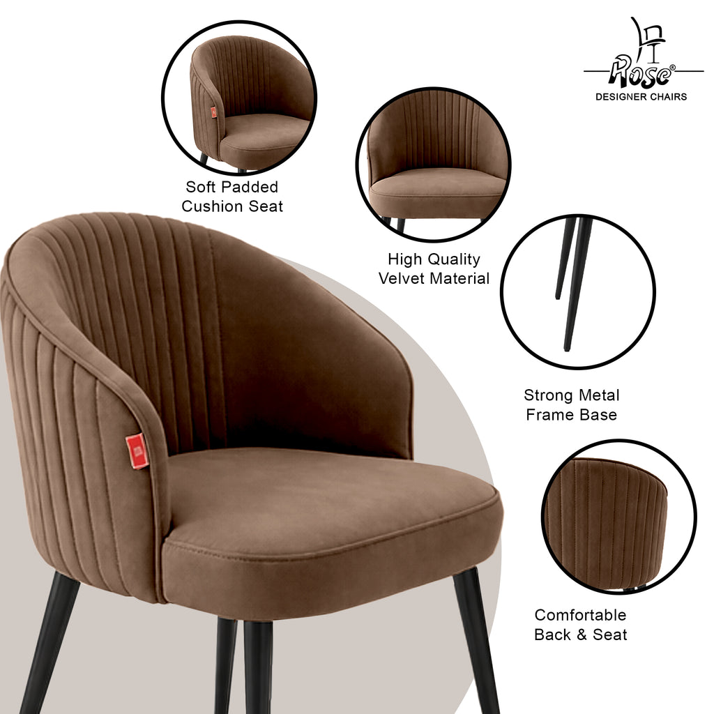Noor Valvet Arm Dining Chair(Coffee Brown) Set of 2 Features