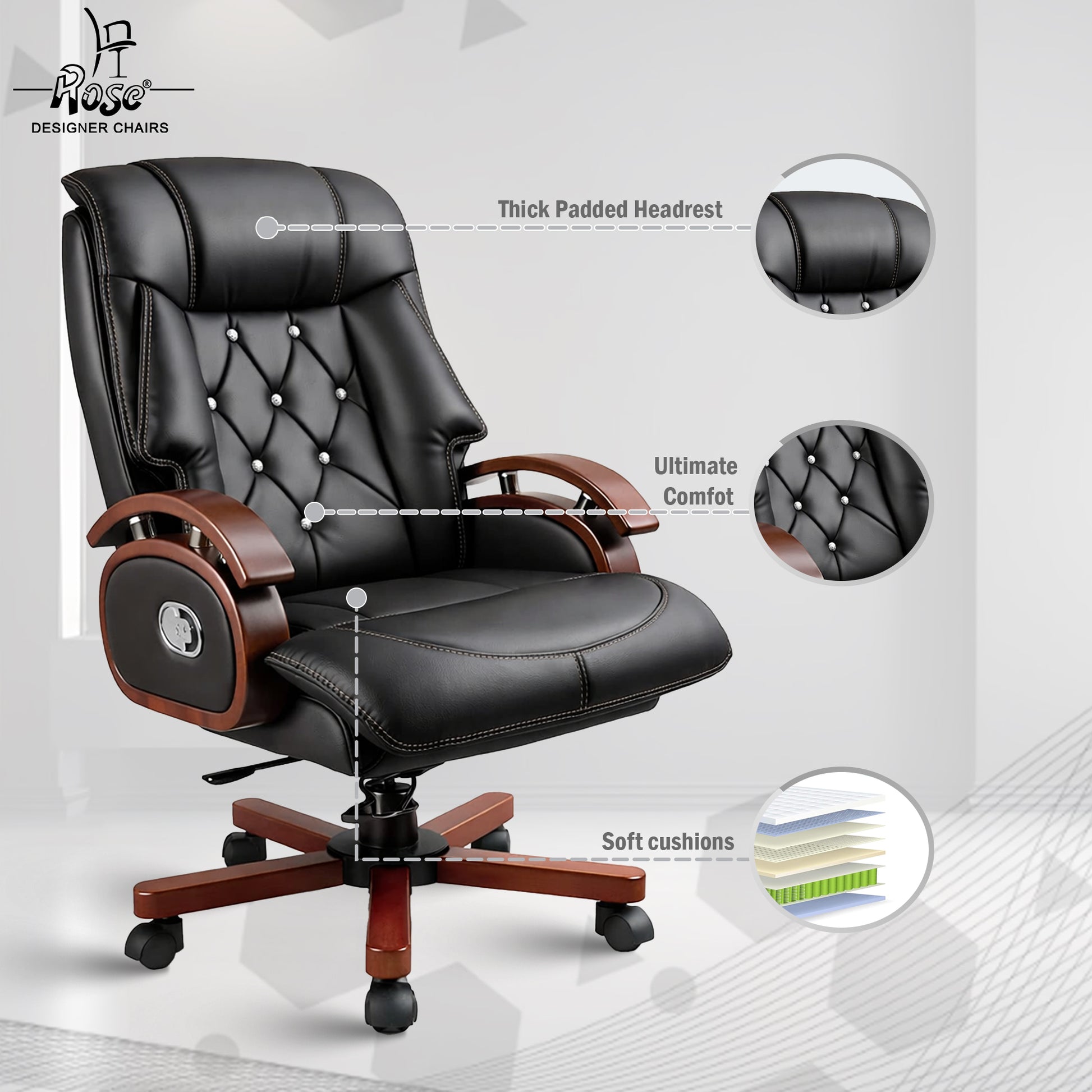 Hulk premium executive office chair black set of 1 features 2