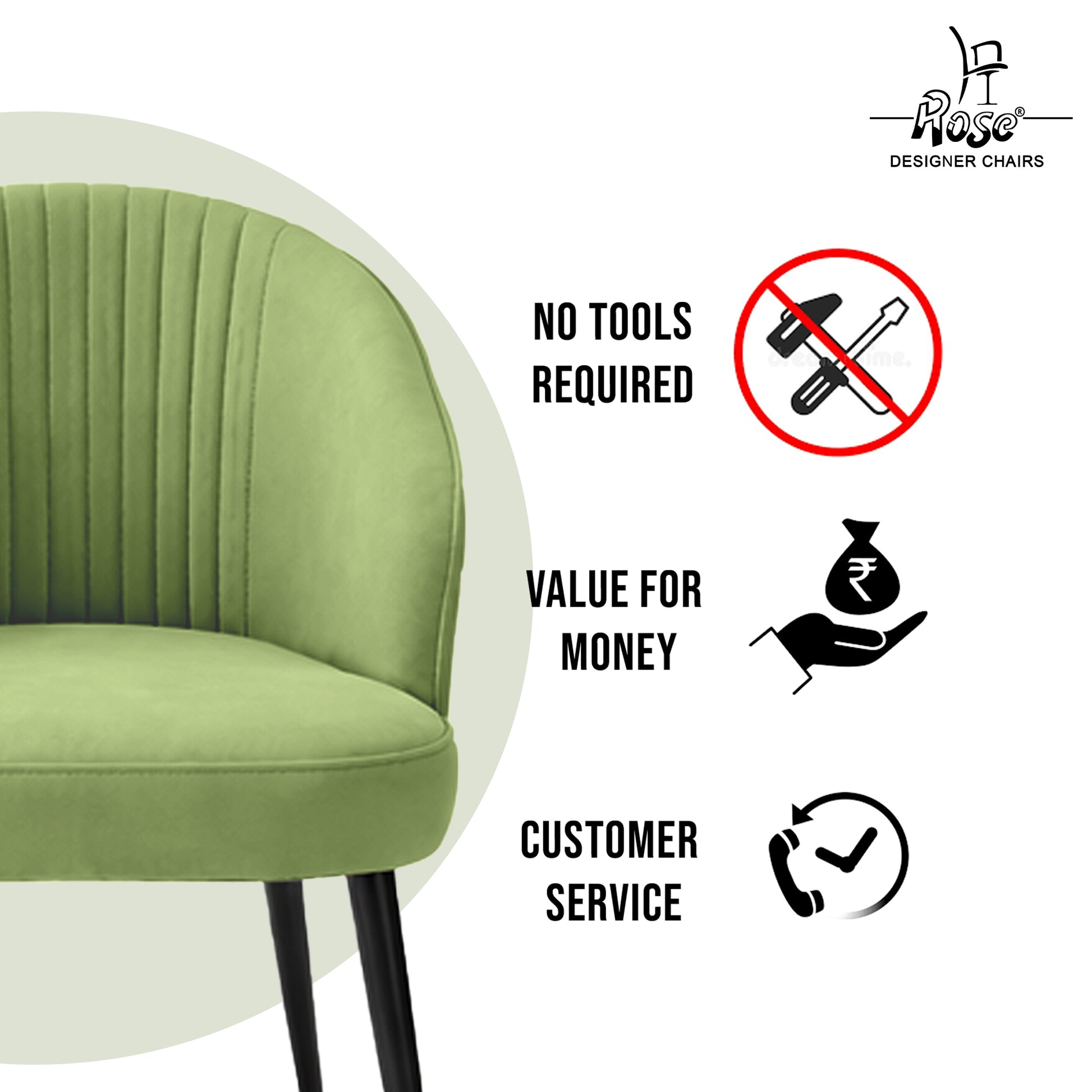 Noor Valvet Arm Dining Chair(Turqouise Green) Set of 1 Service