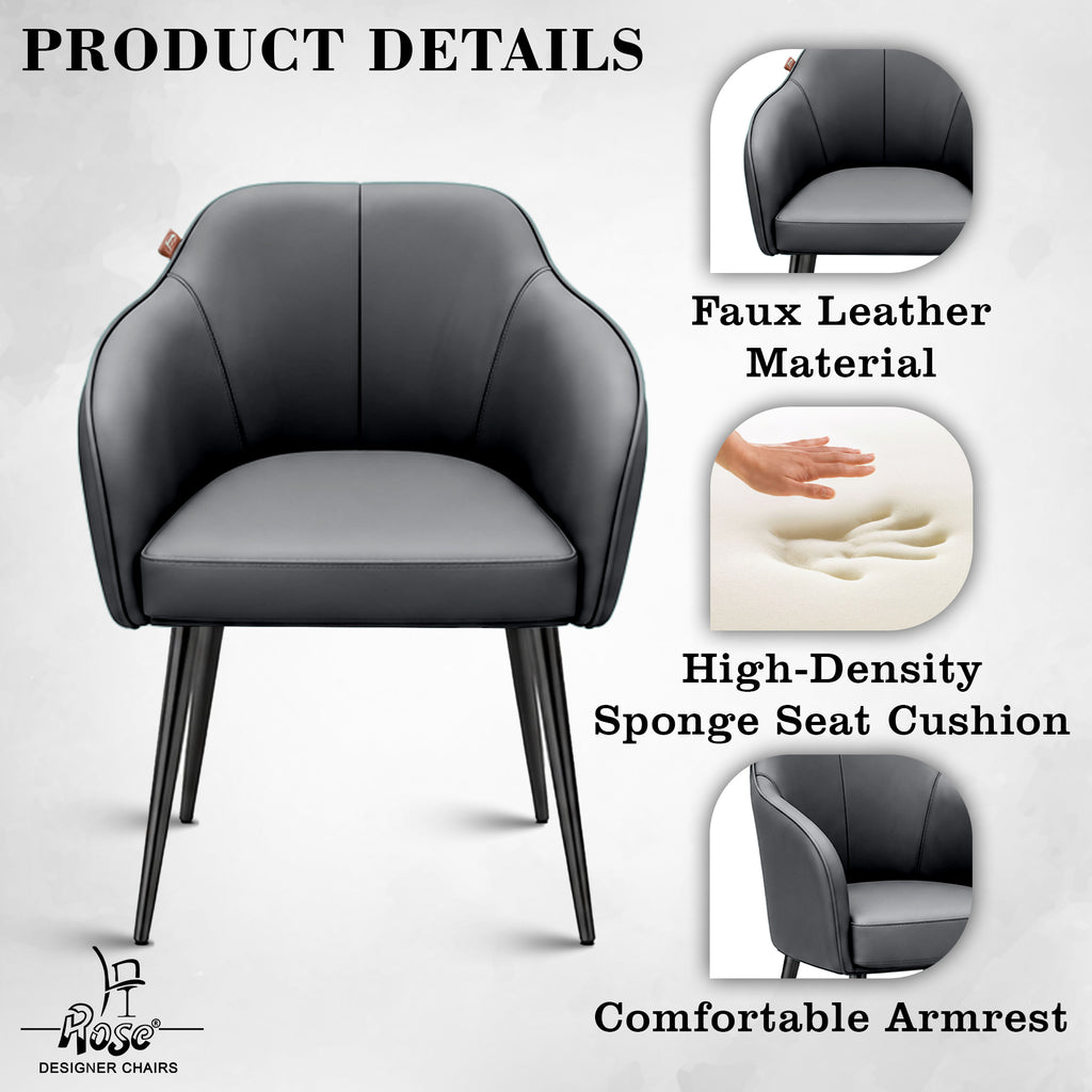 Haze Faux Leather Chair(Slate Gray) Set of 4 Features