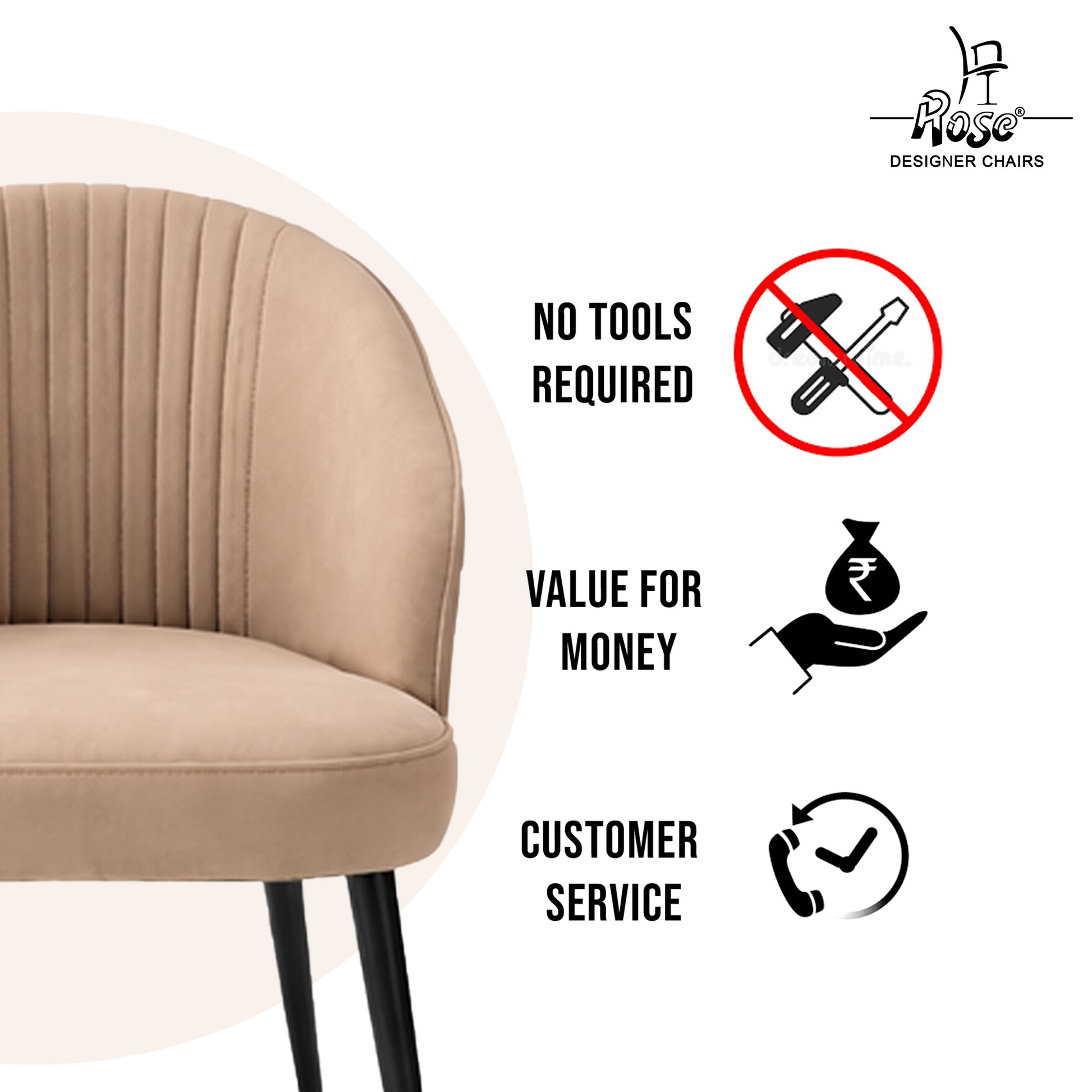 Noor Valvet Arm Dining Chair(Classic Cream) Set of Service