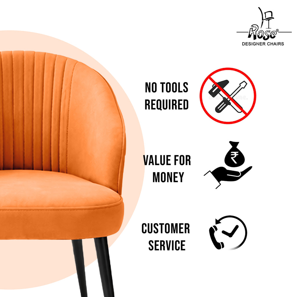 Noor Valvet Arm Dining Chair(Apricot Orange) Set of 1 Service
