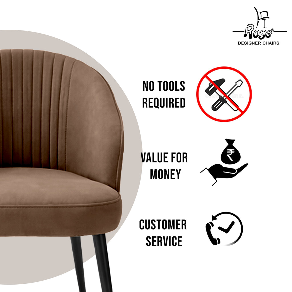 Noor Valvet Arm Dining Chair(Coffee Brown) Set of 2 Service