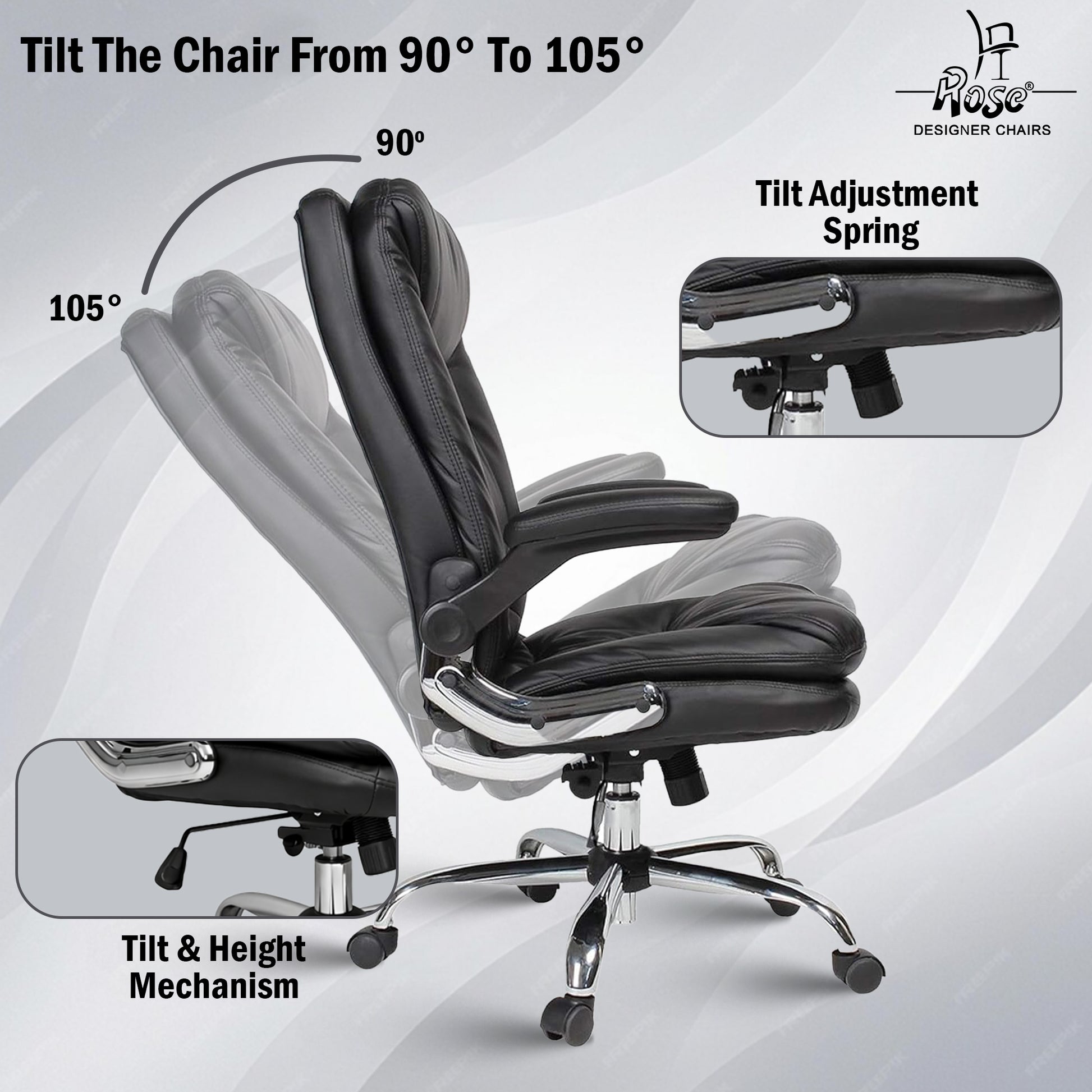 Director Faux leather Chair Balck Set of 1 Features 2