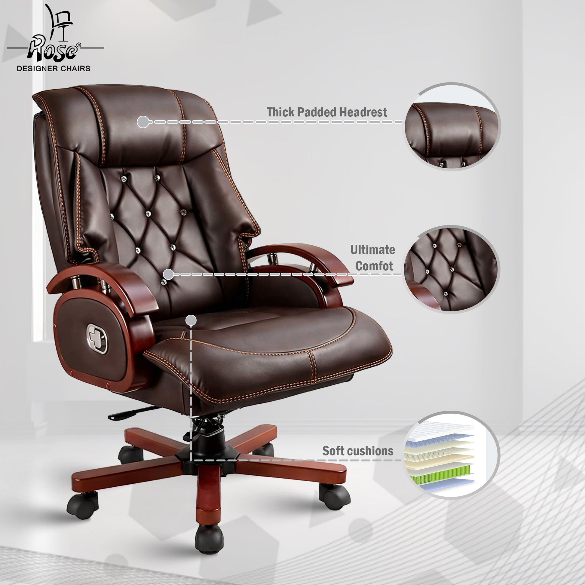 Hulk premium executive office chair brown set of 1 features 2