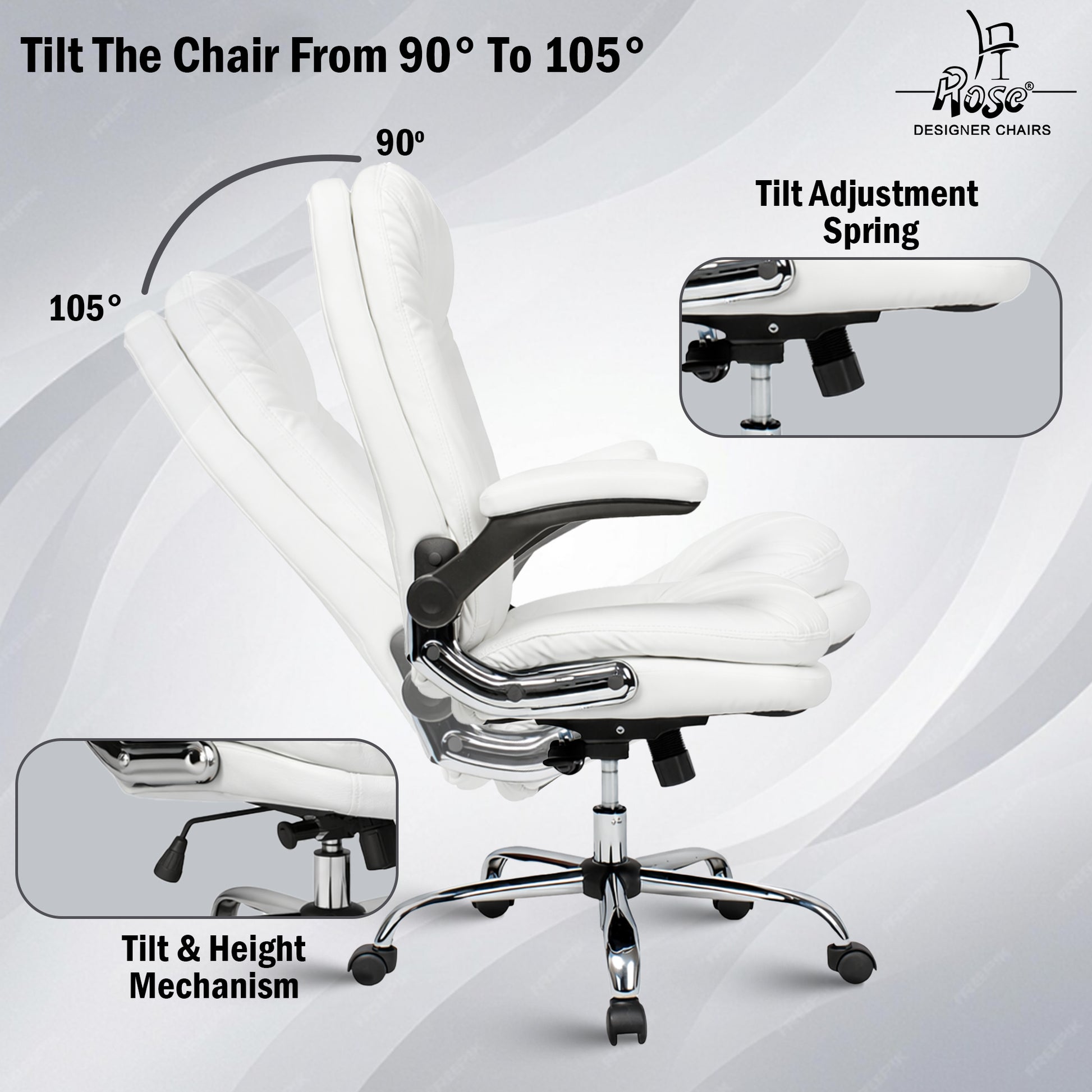Director Faux leather Chair White  Set of 1 Features 2
