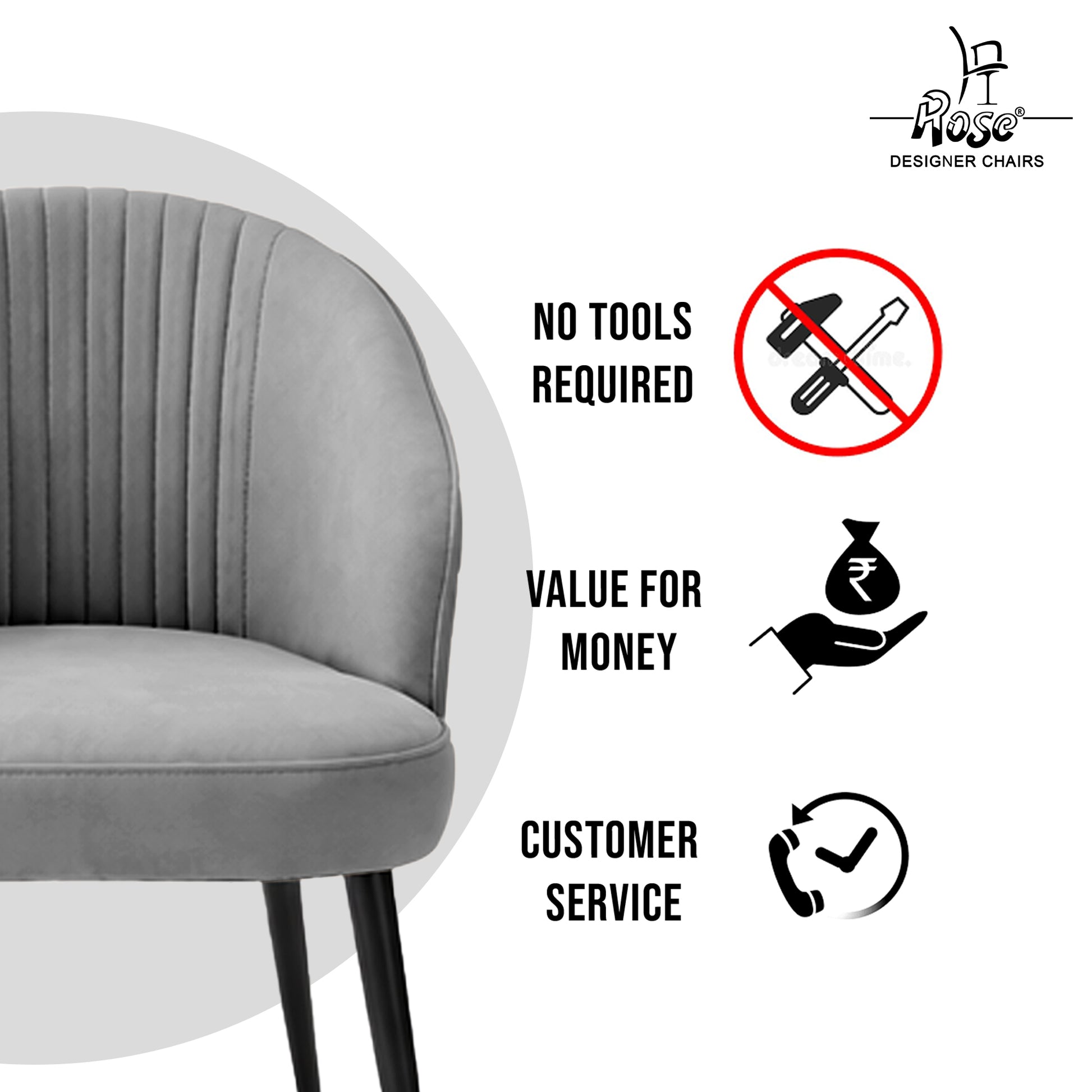 Noor Valvet Arm Dining Chair(Mouse Gray) Set of 1 Service