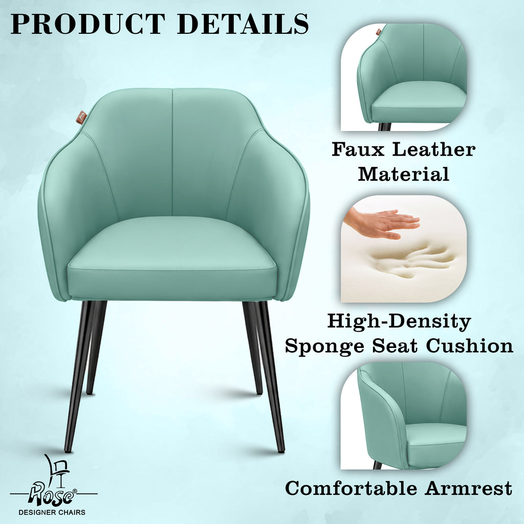 Haze Faux Leather Chair(Sky Blue) Set of 1 Features