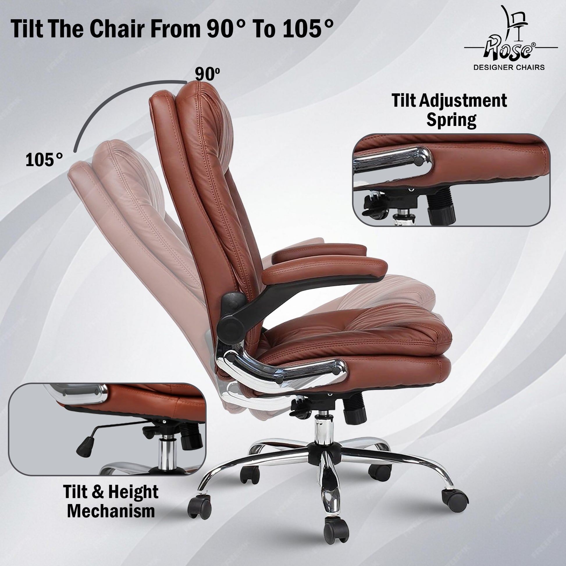 Director Faux leather Chair Browen Set of 1 Features 2
