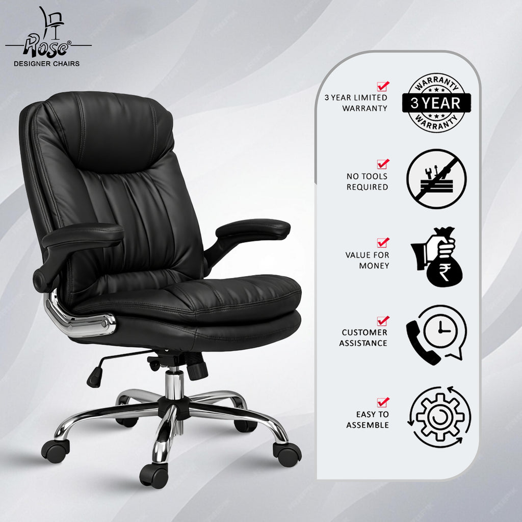 Director Faux leather Chair Balck Set of 1 Service