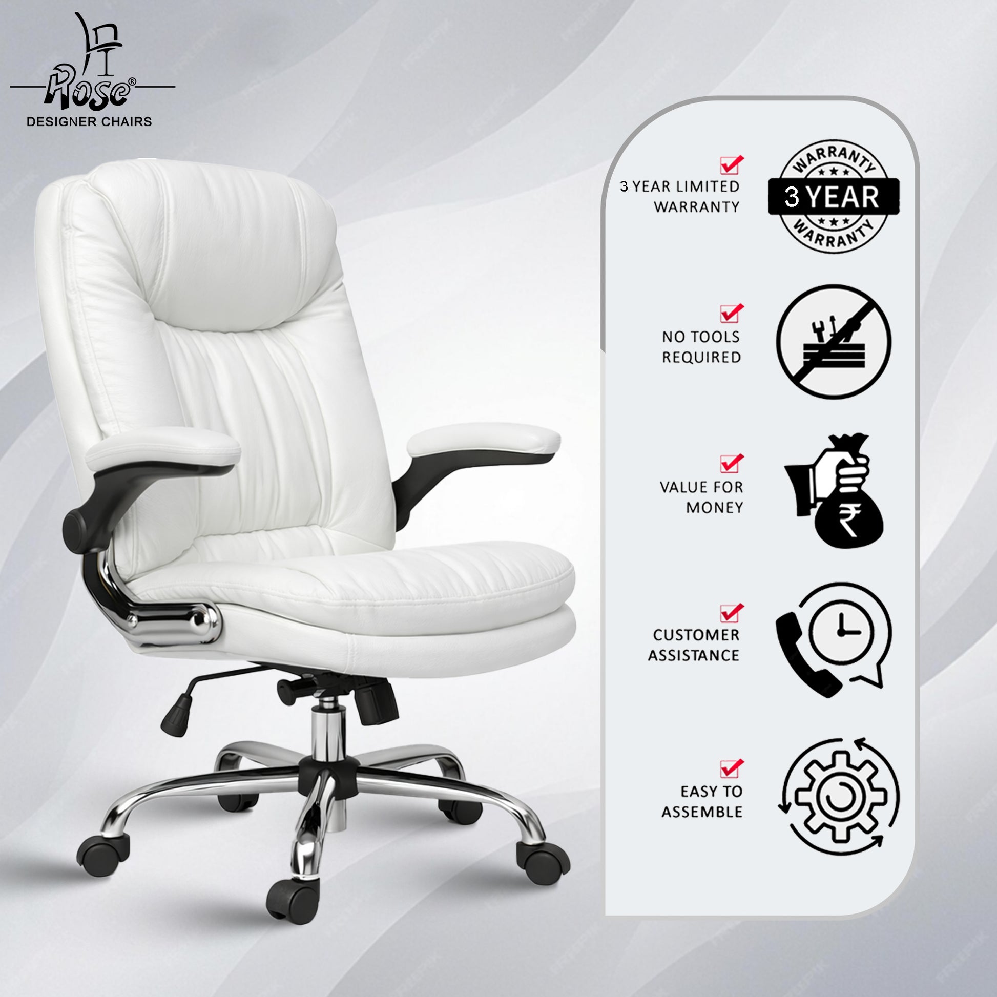 Director Faux leather Chair White  Set of 1 Service